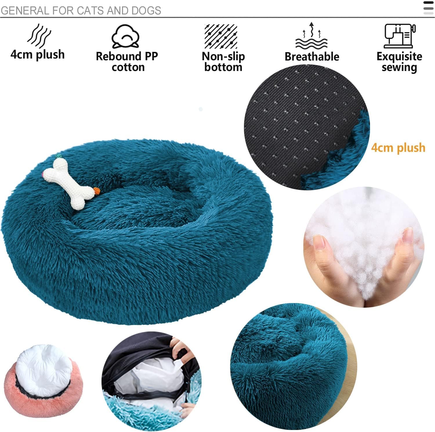 Washable Donut Dog Bed & Round Cat Bed - Comfortable, Warm Pet Cushion with Zipper, Easy to Clean (Dark Gray, 4XL 110cm/43in) - Perfect for Indoor Pets, Cozy Napping & Small Animal Lounging