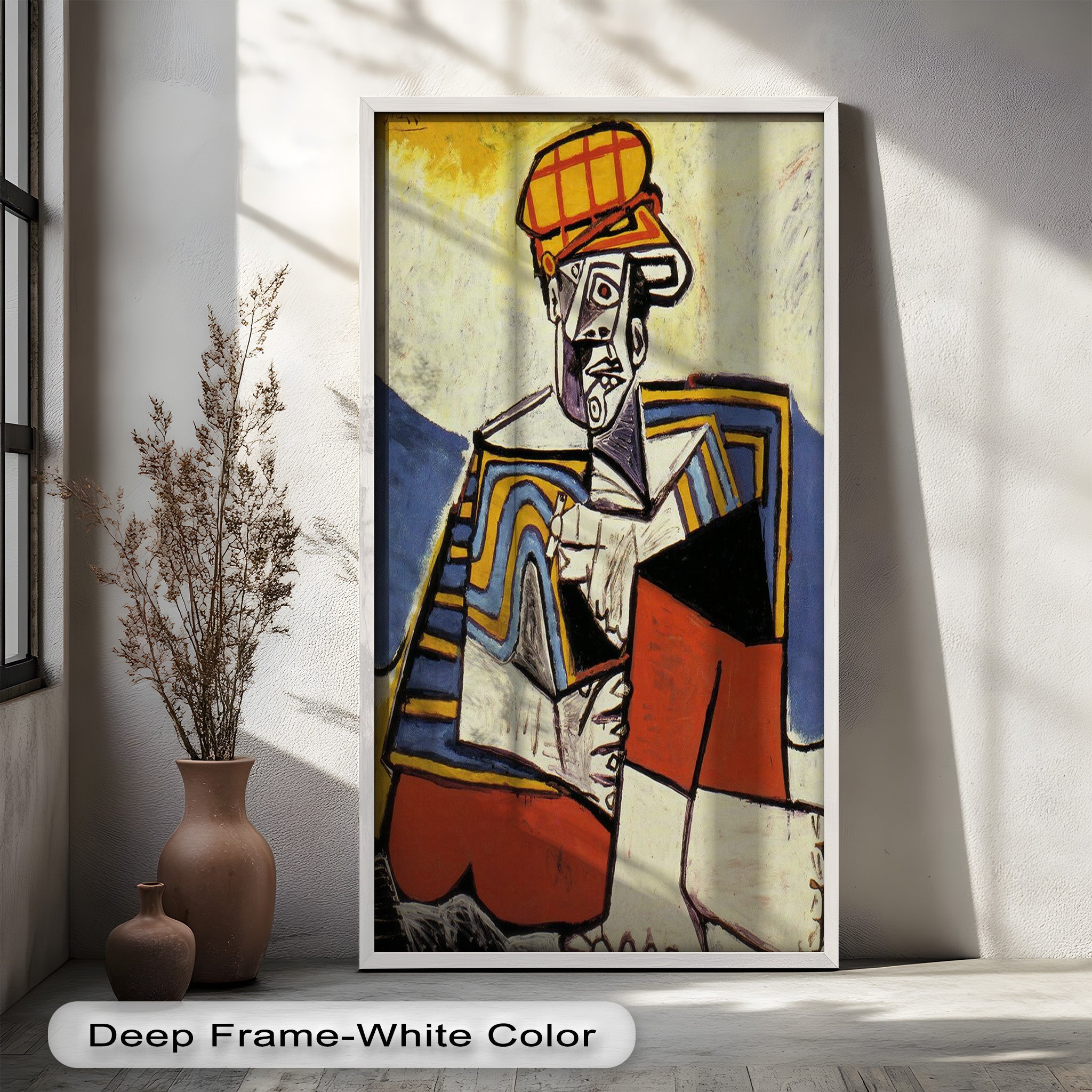 Abstract Man with Cap Wall Art - Cubist Oil Painting for Modern Home & Office Decor | Handmade Canvas Print | Unique Gift Idea for Art Lovers
