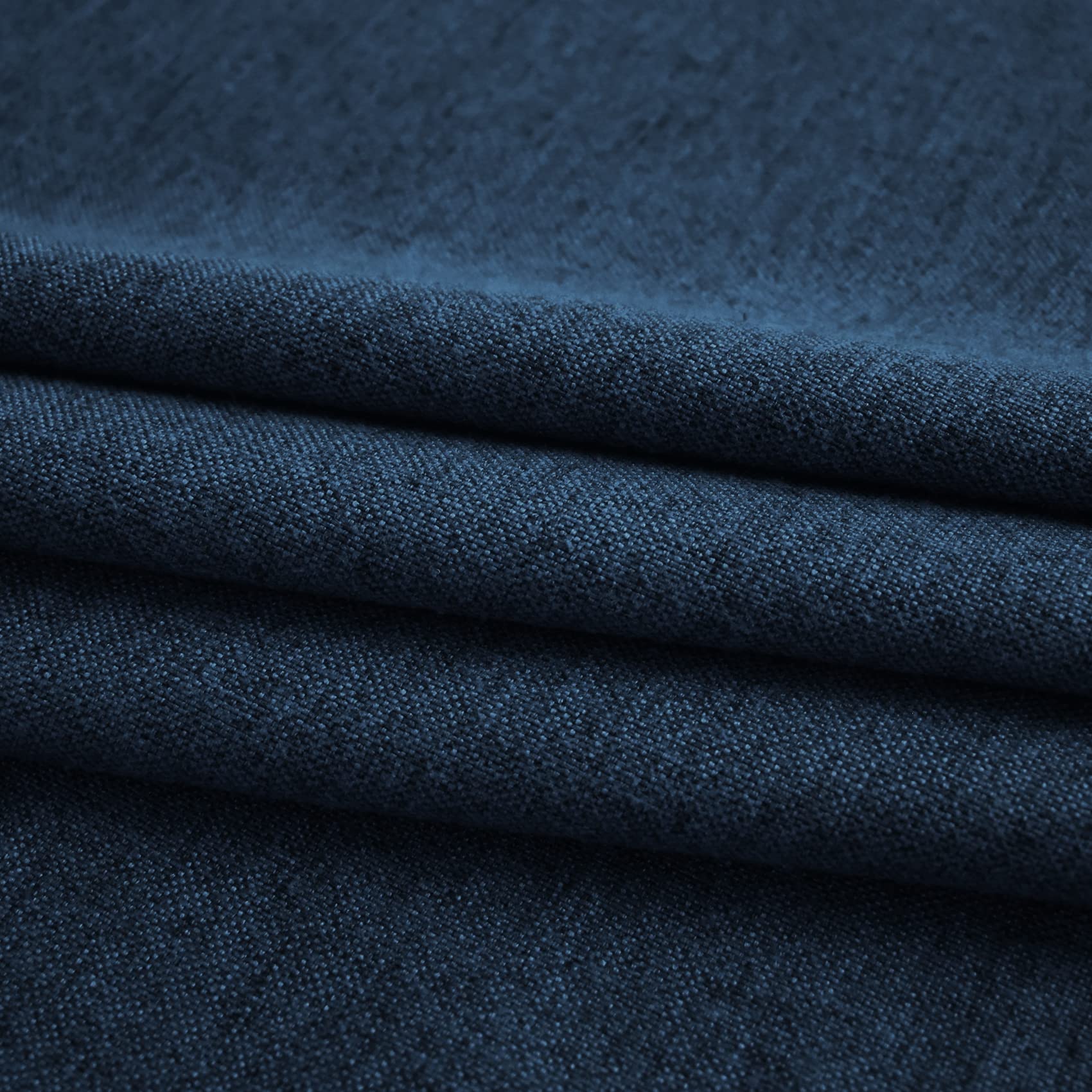 UPOPO 30 Inch Short Curtains for Kitchen Sink - Linen Textured Half Window Curtains with Rod Pocket, Navy Blue, Set of 2 - Perfect for Cafe, Caravan, Bathroom, Basement & Small Windows