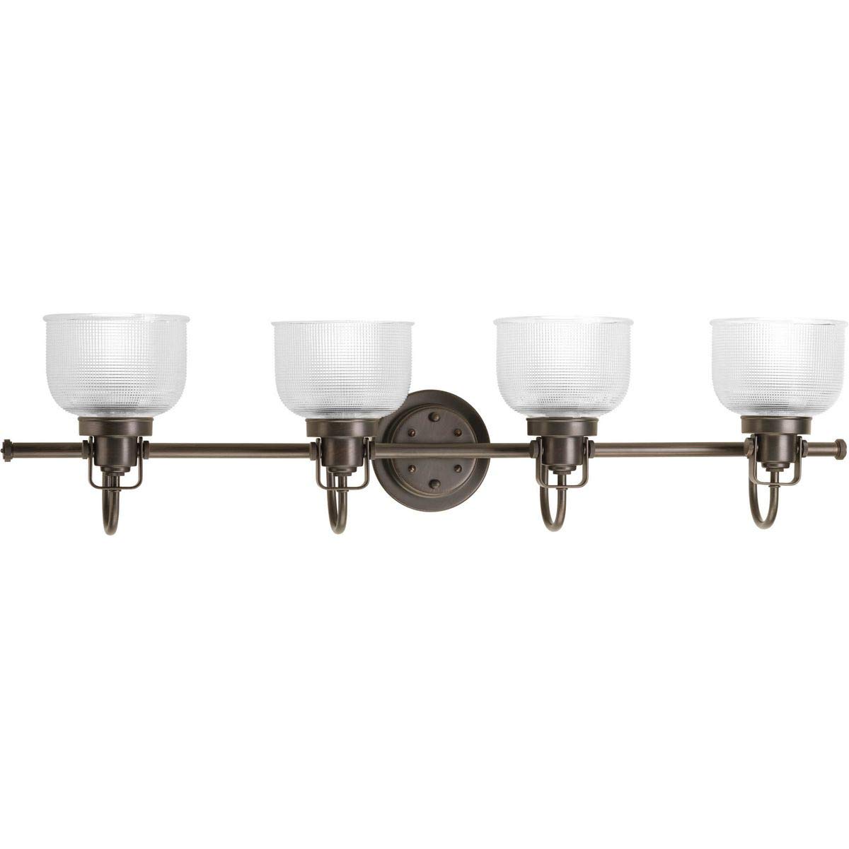 Archie Collection 4-Light Clear Double Prismatic Glass Coastal Bathroom Vanity Light Fixture in Venetian Bronze - Perfect for Coastal Style Bathrooms, Powder Rooms & Beach House Decor