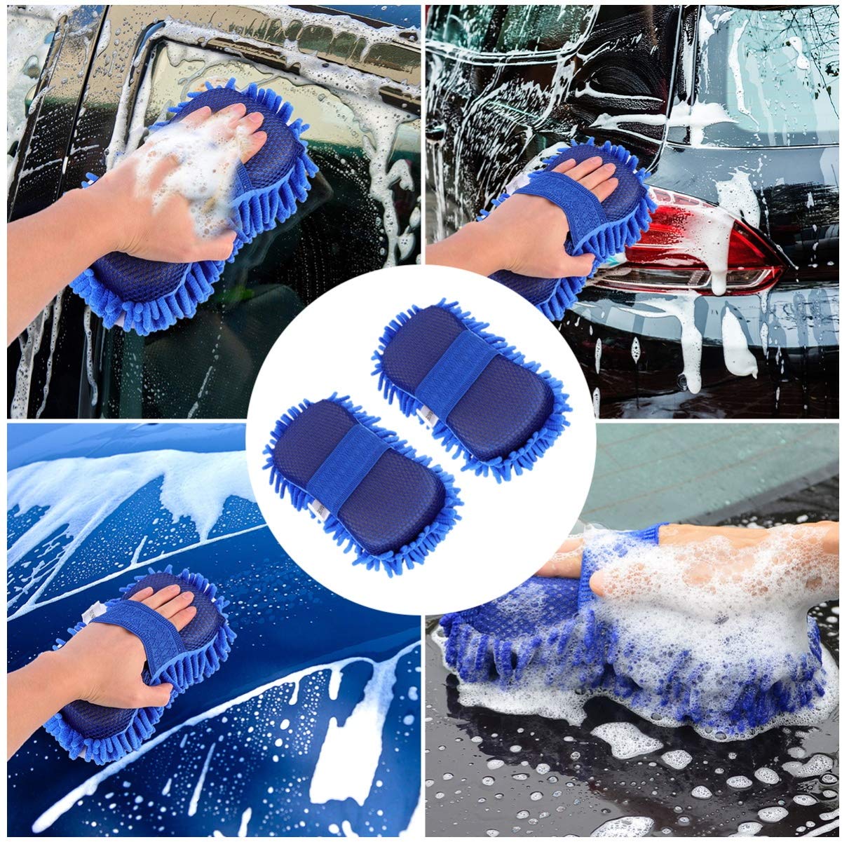 2-Pack Microfiber Car Wash Mitts - Ultra Soft Scratch-Free Sponge Gloves for Dust-Free Auto Cleaning - Perfect for Cars, Trucks & SUVs (Great for Hand Washing & Detailing)