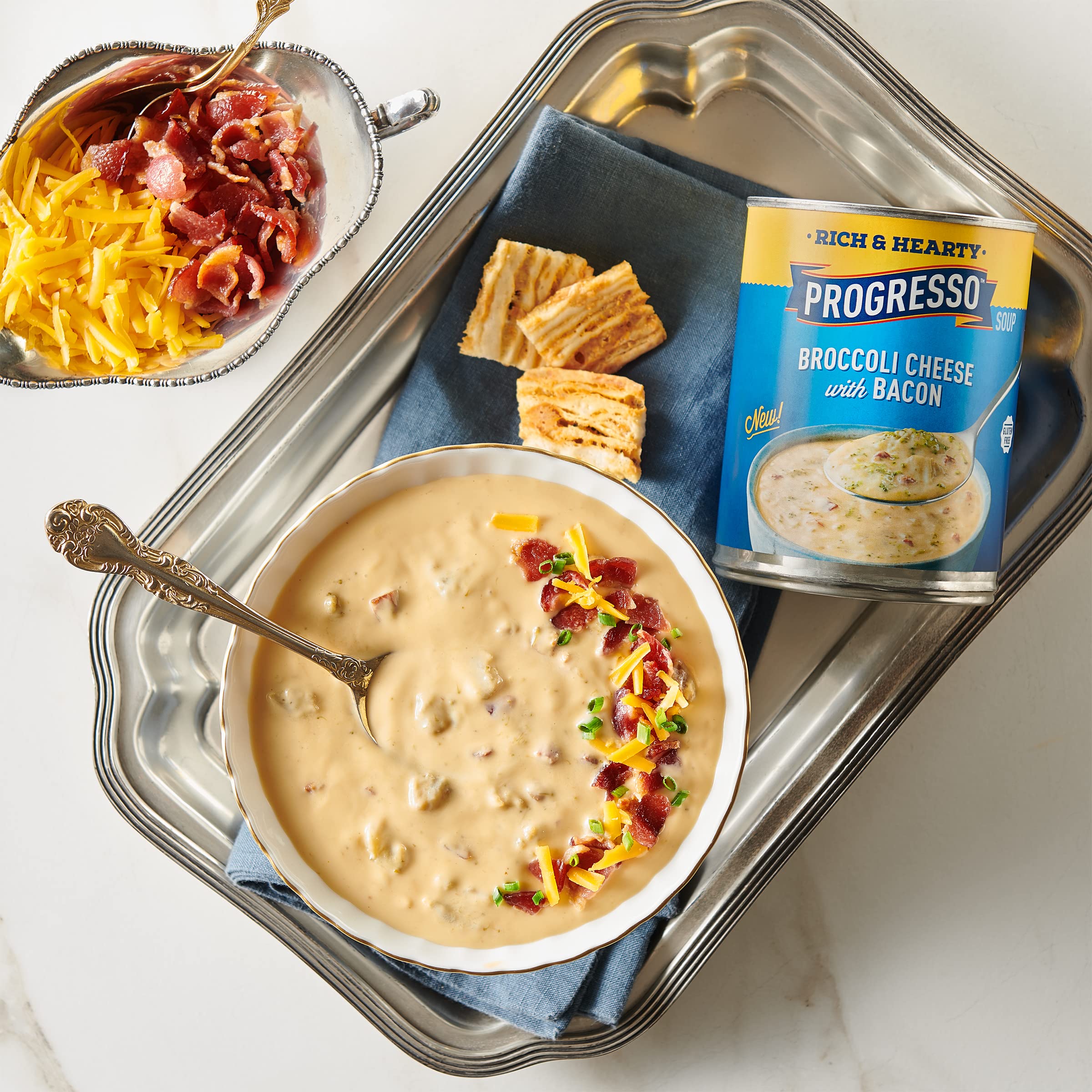 Progresso Gluten Free Broccoli Cheese Soup with Bacon - Rich & Hearty, 18 oz (Pack of 12) | Canned Soup for Quick Meals, Office Lunches & Emergency Food Supply