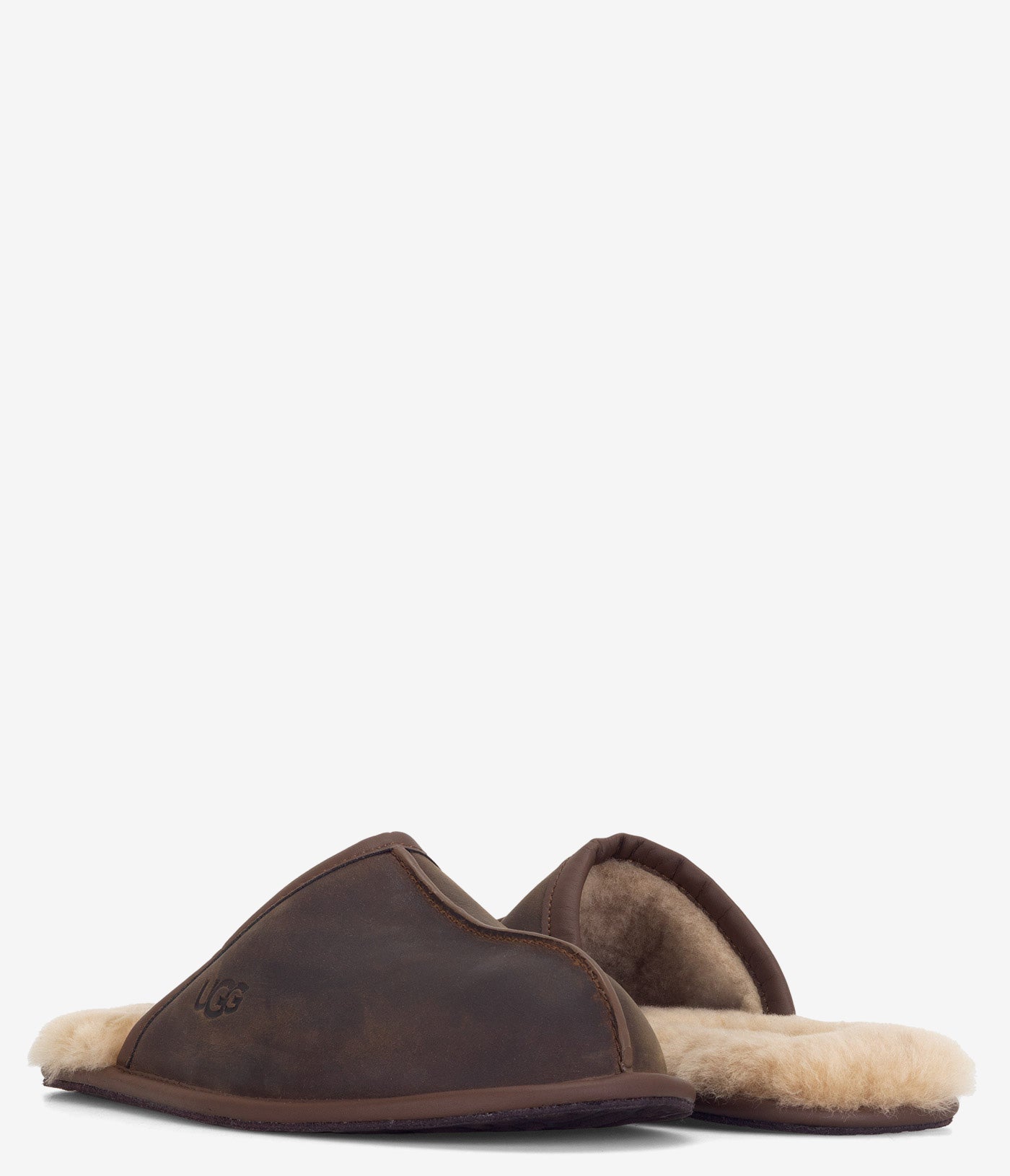 UGG Scuff Leather Slippers for Men - Cozy House Shoes with Soft Fleece Lining - Perfect for Indoor Comfort, Lounging & Winter Warmth