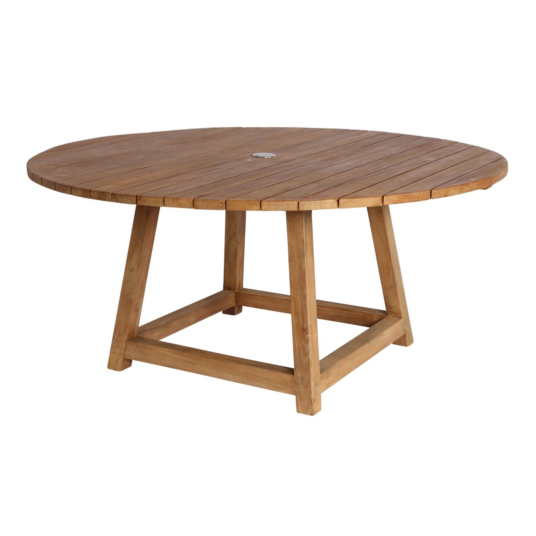 George Outdoor Dining Table - 48 Inch Round Patio Table with Umbrella Hole, Weather-Resistant for Backyard, Garden, Deck - Perfect for Family Gatherings & BBQs