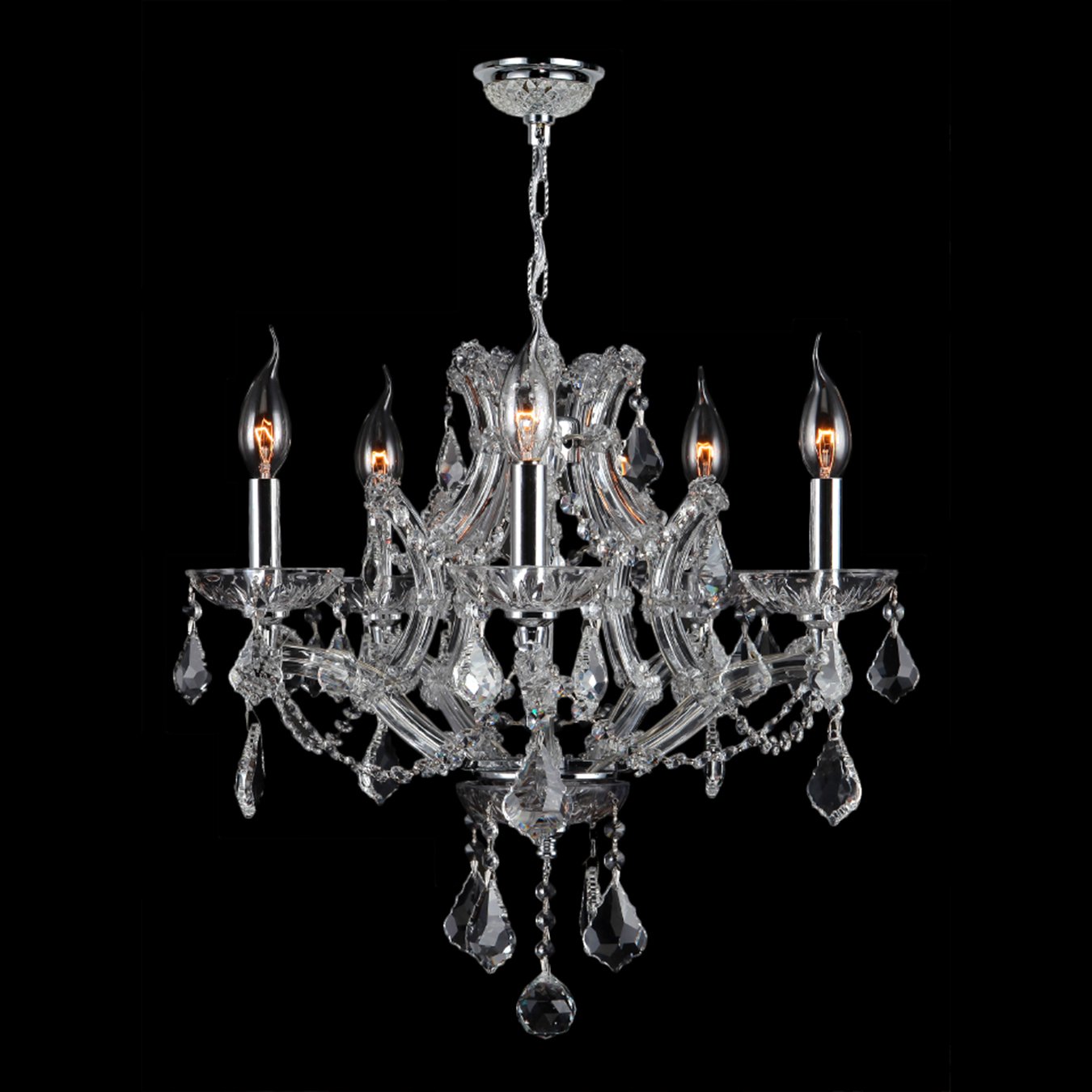 Lyre Collection 5-Light Chrome Finish Crystal Chandelier - 19