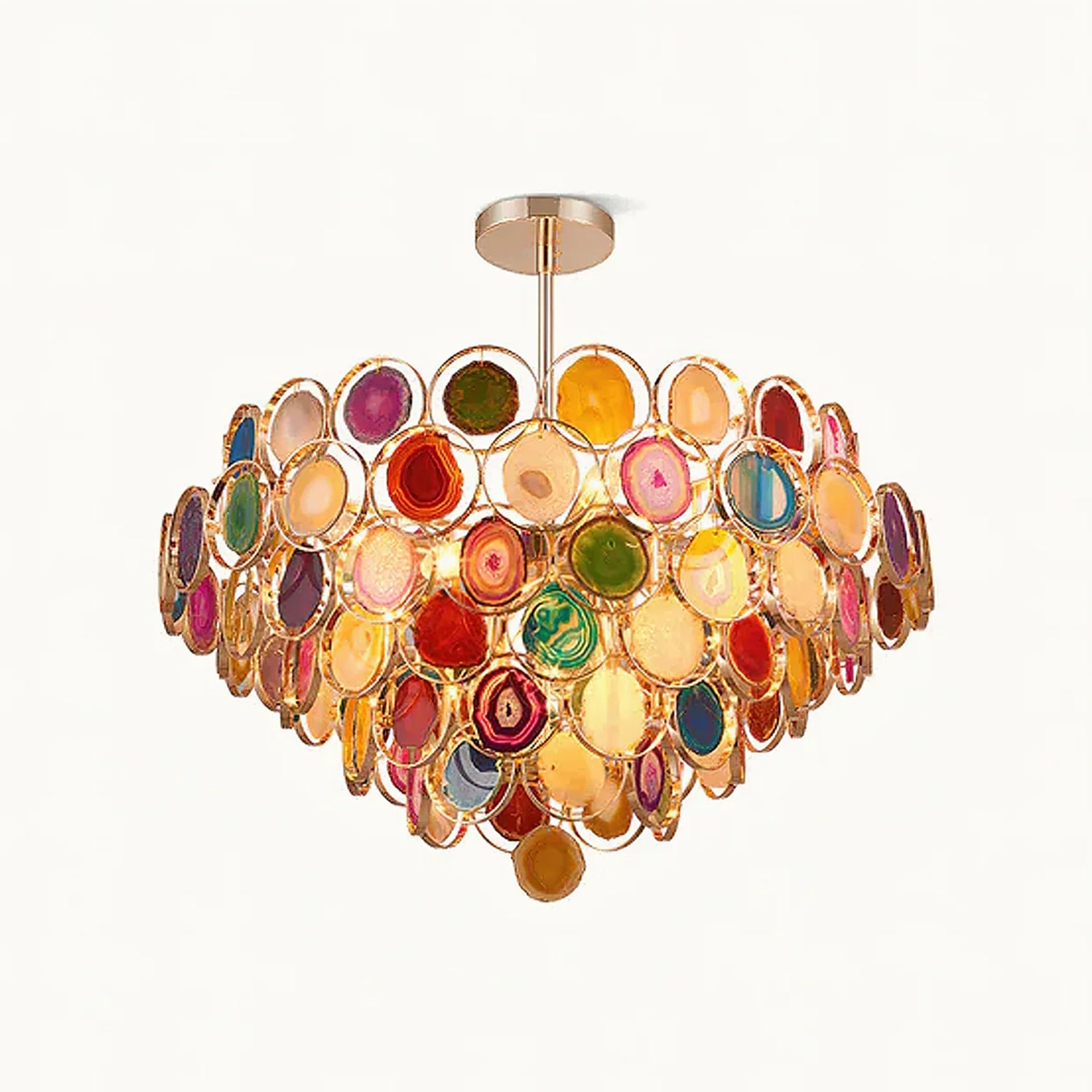 Natural Carnelian Gemstone Chandelier - Handcrafted Bohemian Crystal Beaded Ceiling Light Fixture for Living Room, Dining Room & Bedroom Decor