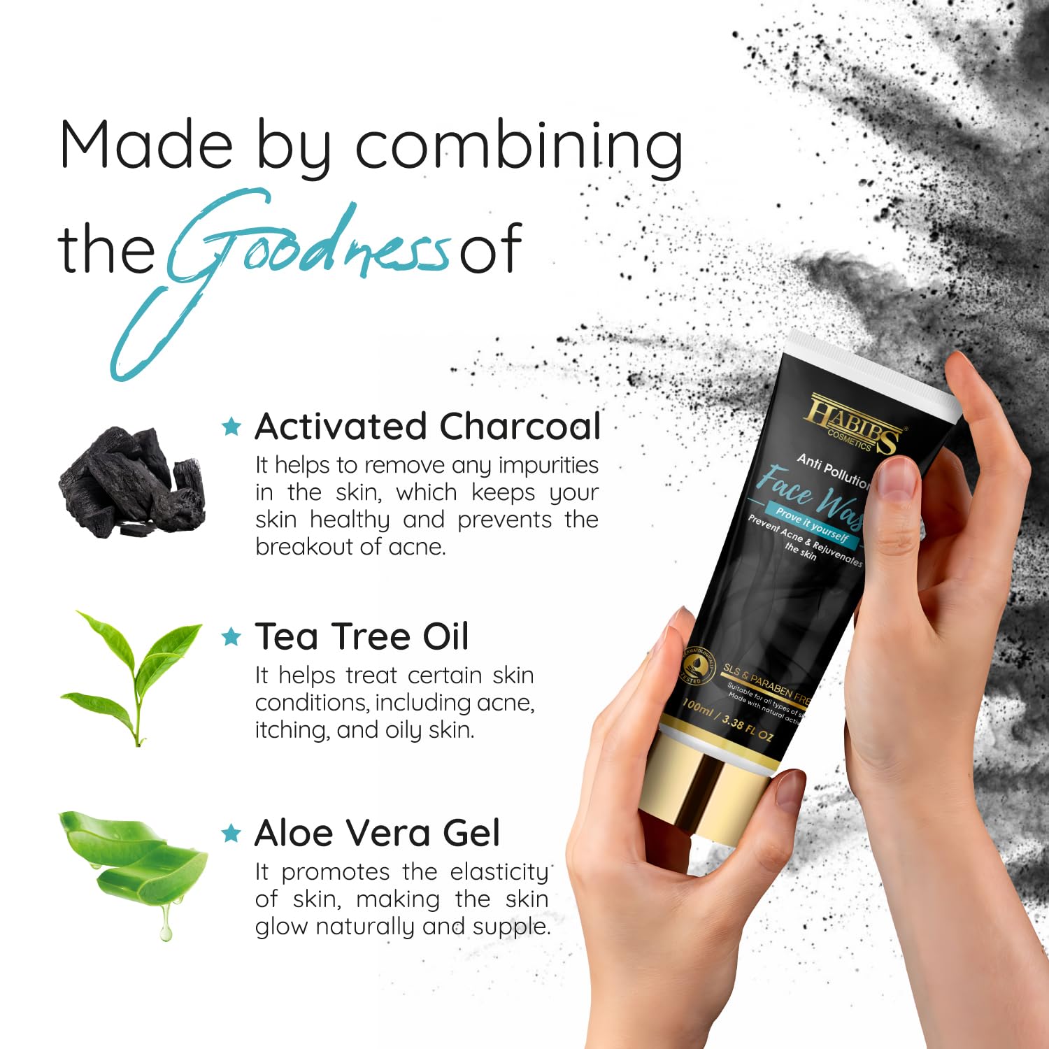 Habibs Anti-Pollution Face Wash - Deep Pore Cleanser for Oily Skin, Detoxifying & Purifying Formula with Oil Control (100ml) | Fresh & Glowing Skin Care for Daily Use at Home or Travel