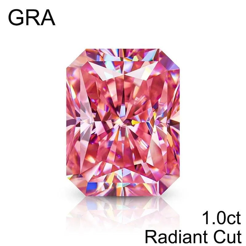 **100% Real Pink Loose Moissanite Gemstone - Lab-Created for Women's Jewelry (Round/Pear/Emerald/Oval Cut) | GRA Certified | Perfect for Engagement Rings, Wedding Bands & Fashion Jewelry**