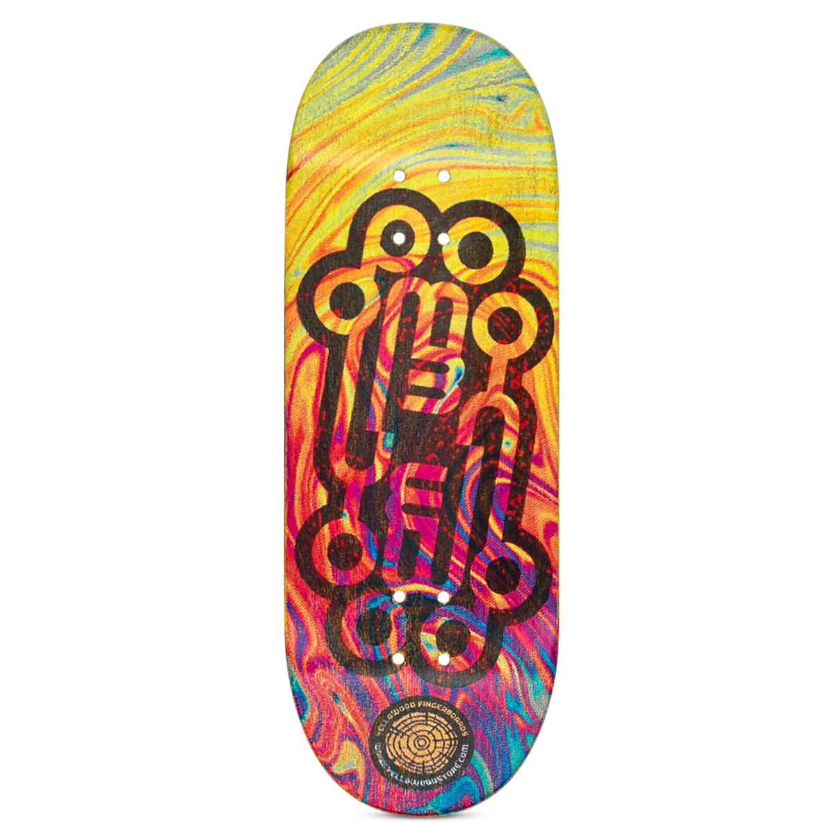 Yellowood Fingerboard Deck with Logo Swirl - Professional Mini Skateboard for Finger Tricks & Skateboarding Practice - Perfect for Beginners & Collectors