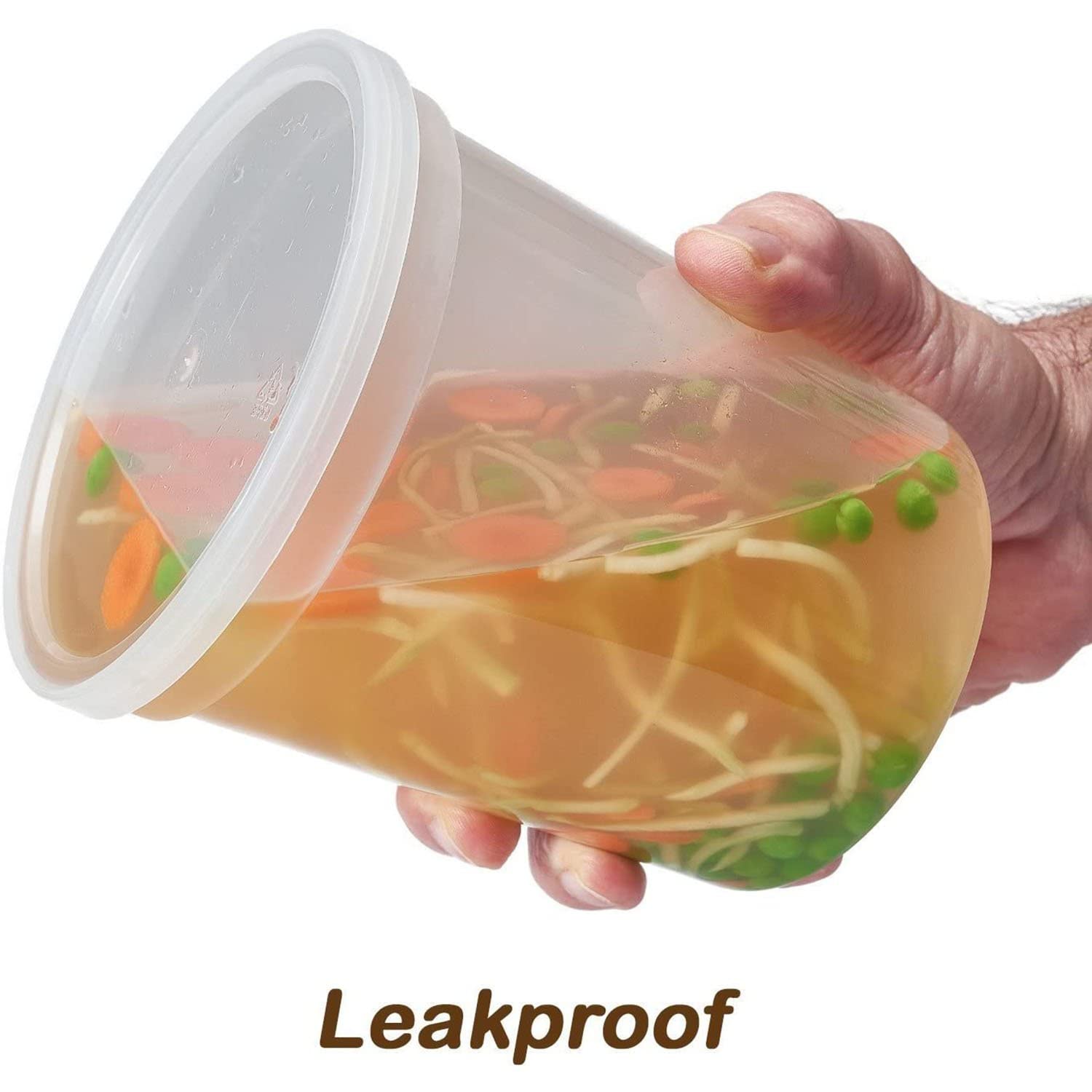 32oz Leakproof Deli Containers with Lids - 72 Sets BPA-Free Plastic Food Storage Cups, Clear Airtight Takeout Containers for Meal Prep, Leftovers, Restaurant & Catering | Microwave & Freezer Safe, Reusable Disposable Containers
