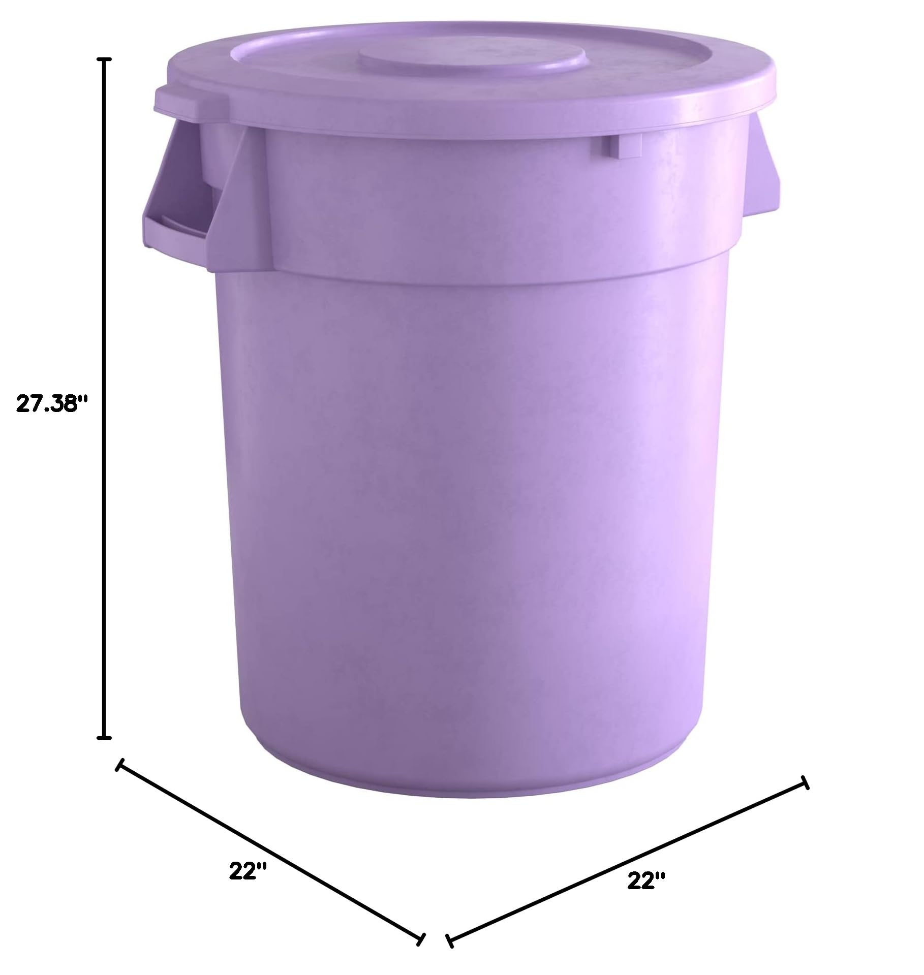32 Gallon Purple Round Commercial Trash Can with Lid - Heavy Duty Waste Bin for Restaurants, Offices & Outdoor Use - Durable Plastic Garbage Can with Secure Lid for Odor Control