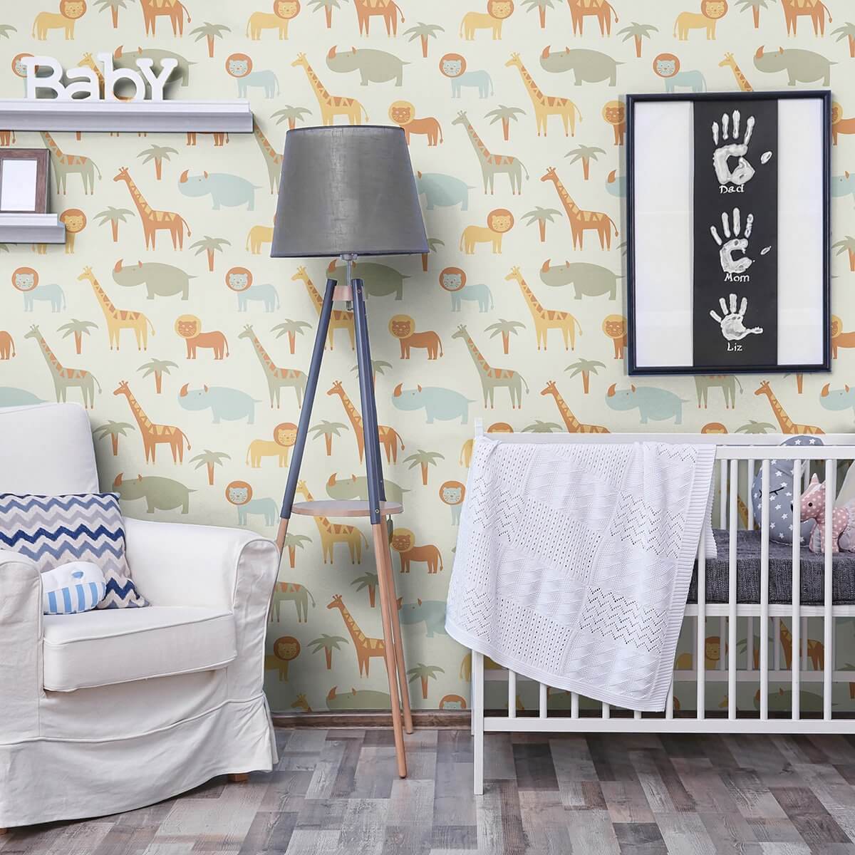 Beige and Brown Animal-Themed Peel and Stick Removable Wallpaper - Self-Adhesive Nursery Decor for Kids' Rooms, Bedrooms & Playrooms