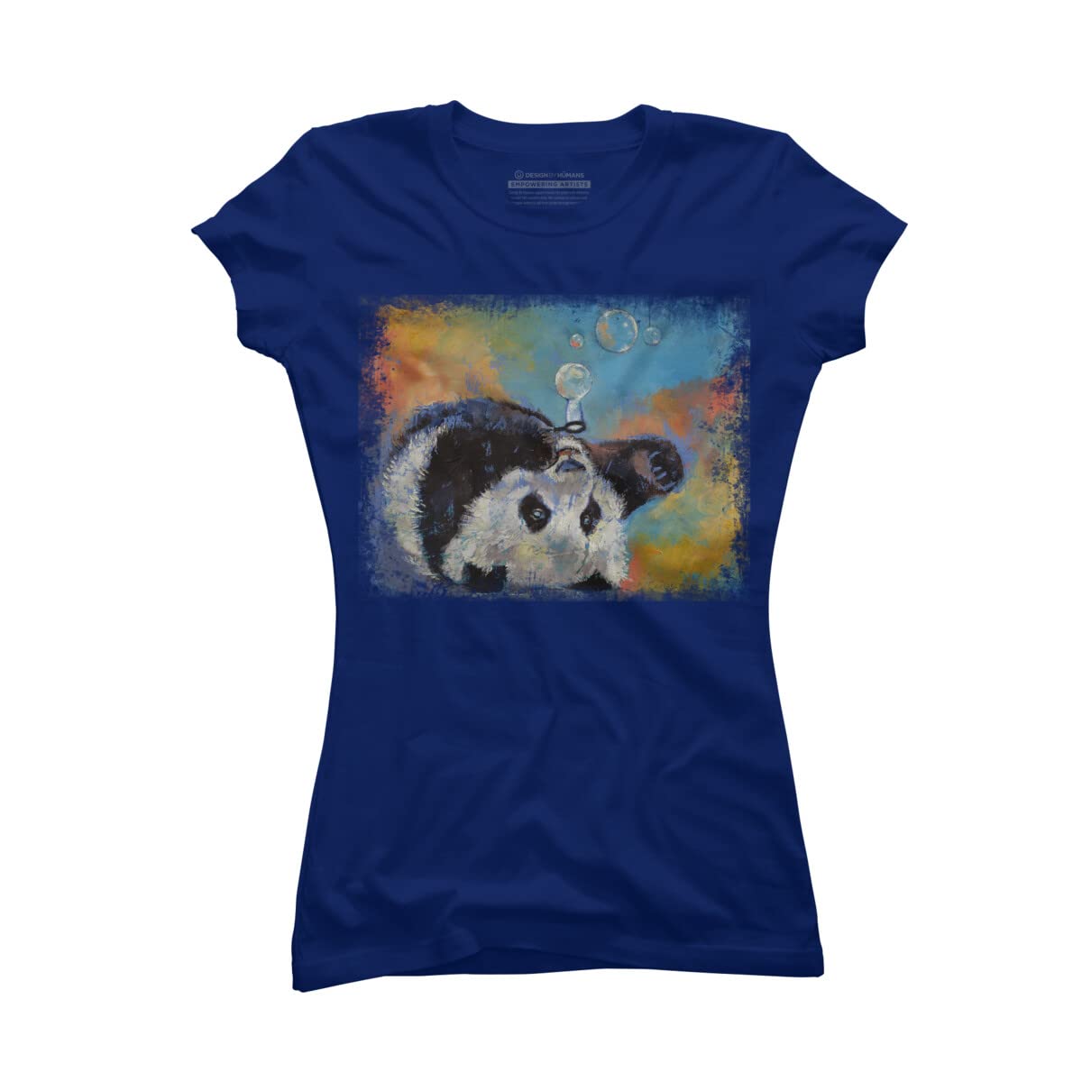 Design By Humans Junior's Blowing Bubbles by Creese Graphic T-Shirt - Cute Cartoon Print Cotton Tee for Girls - Perfect for Casual Wear, School, and Playdates