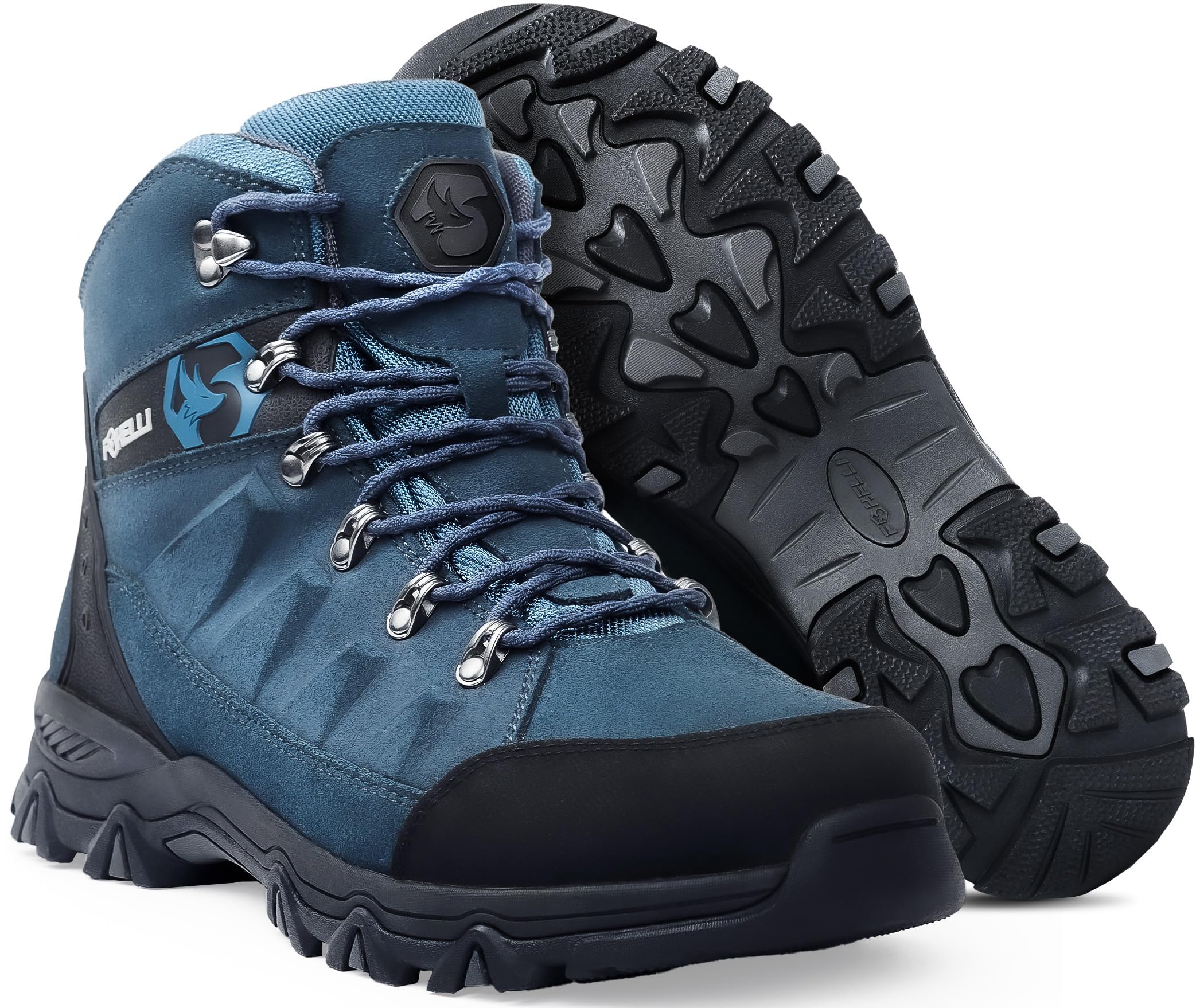 Foxelli Men’s Waterproof Hiking Boots - Lightweight Breathable Suede Leather Outdoor Boots for Trekking & Camping | Perfect for Mountain Trails & Backpacking Adventures