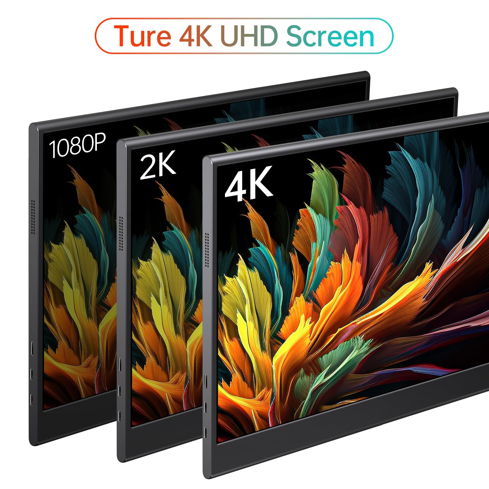 WGK 15.6 Inch 4K UHD Portable Monitor - 3840×2160 IPS Screen with 100% sRGB, USB-C & HDMI, Built-in Speakers for Laptop, MacBook, Gaming (PS5/PS4/Xbox) - Perfect for Work, Travel & Home Entertainment