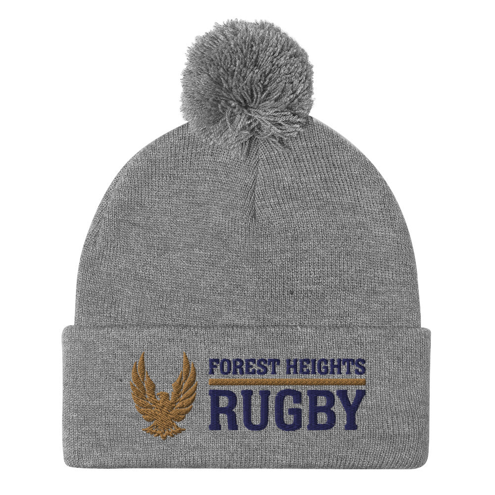 GHFH Rugby Pom Beanie - Warm Winter Knit Hat for Men & Women - Perfect for Rugby Games, Outdoor Sports & Cold Weather Activities