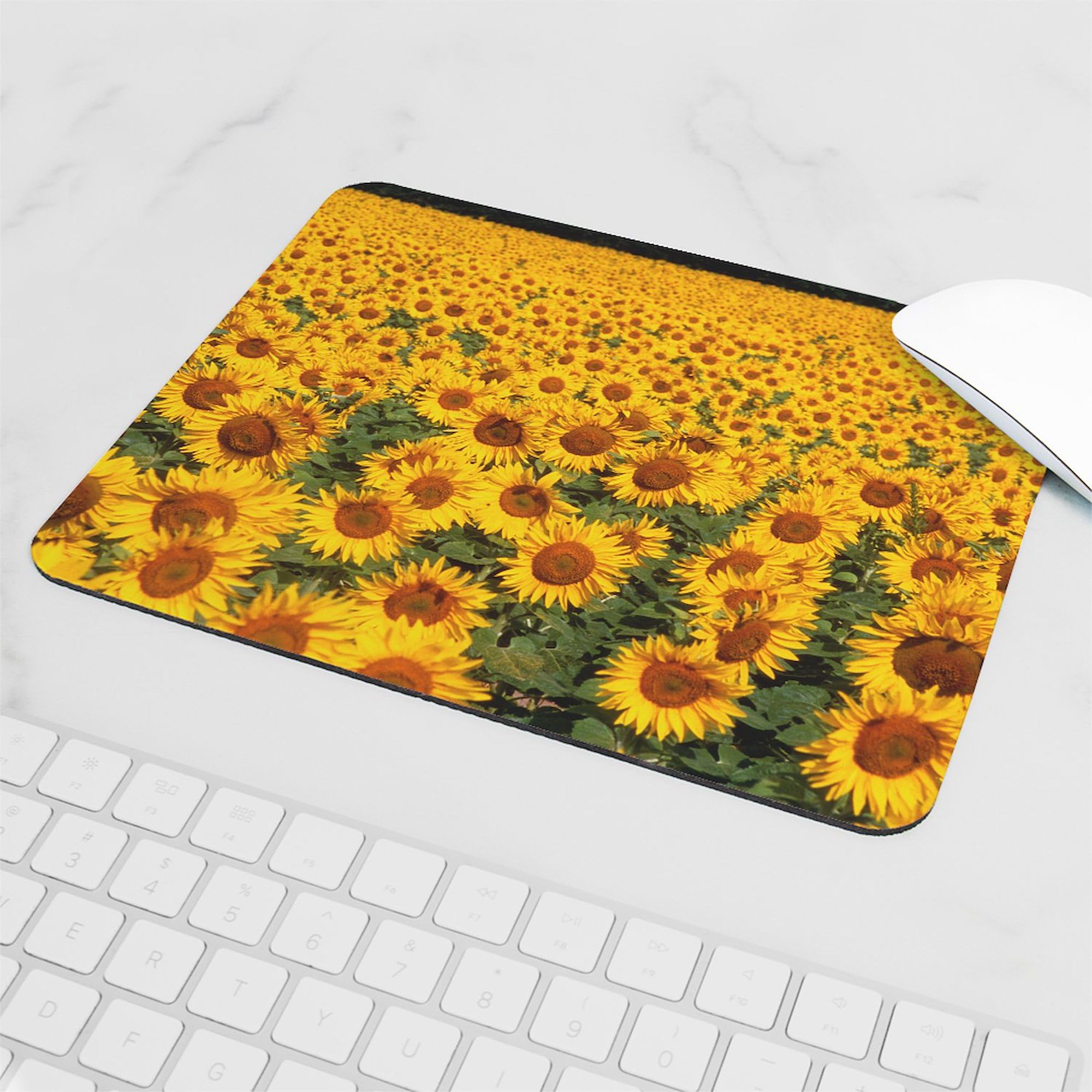 Field of Sunflowers France Non-Slip Rubber Gaming Mouse Pad | Computer Desk Mat for Office & Home Use | Perfect for Work, Gaming & Decor