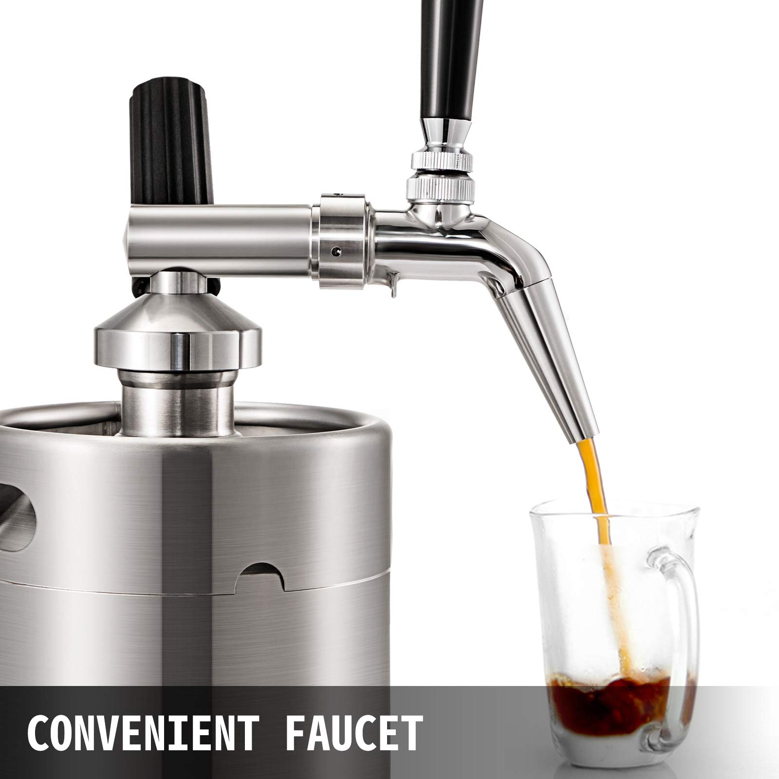 VBENLEM 67Oz (2L) Stainless Steel Nitro Cold Brew Coffee Maker - Portable Home Keg Kit System with Brushes for Iced Coffee, Nitro Brew & Cold Brew - Perfect for Office, Camping & Home Barista Use
