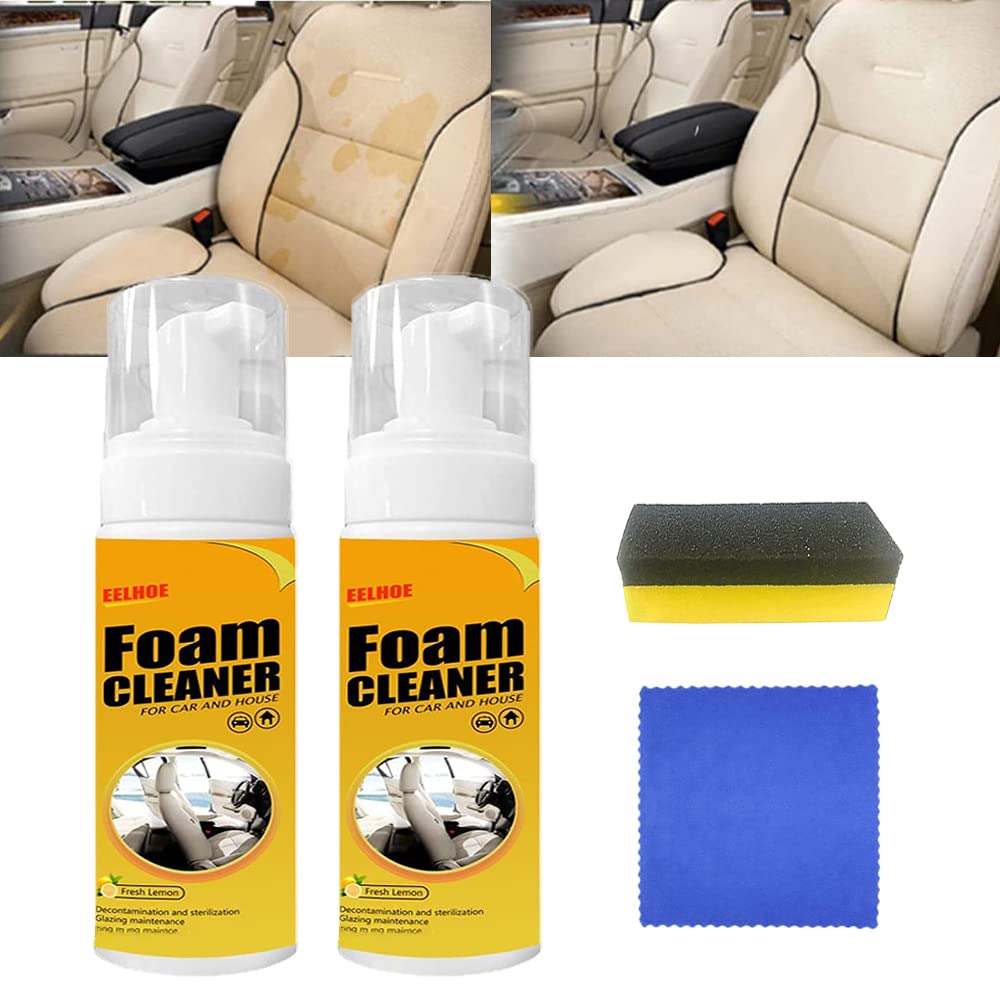 GDSAFS Multipurpose Foam Cleaner Spray - All-Purpose Lemon Scented Household Cleaner for Car, Kitchen, Bathroom & Home (150ml, 2 Pack) | Effective for Stains, Grease & Dirt Removal on Surfaces, Upholstery & Appliances