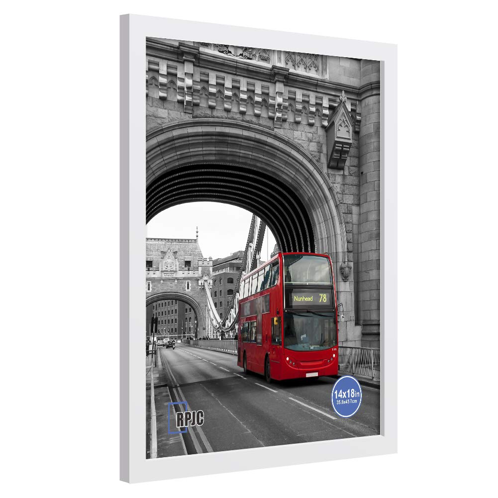 RPJC Solid Wood 14x18 Inch Picture Frame - White Wall Mount Photo Display for Home, Office & Gallery Decor | Perfect for Art, Posters & Family Photos