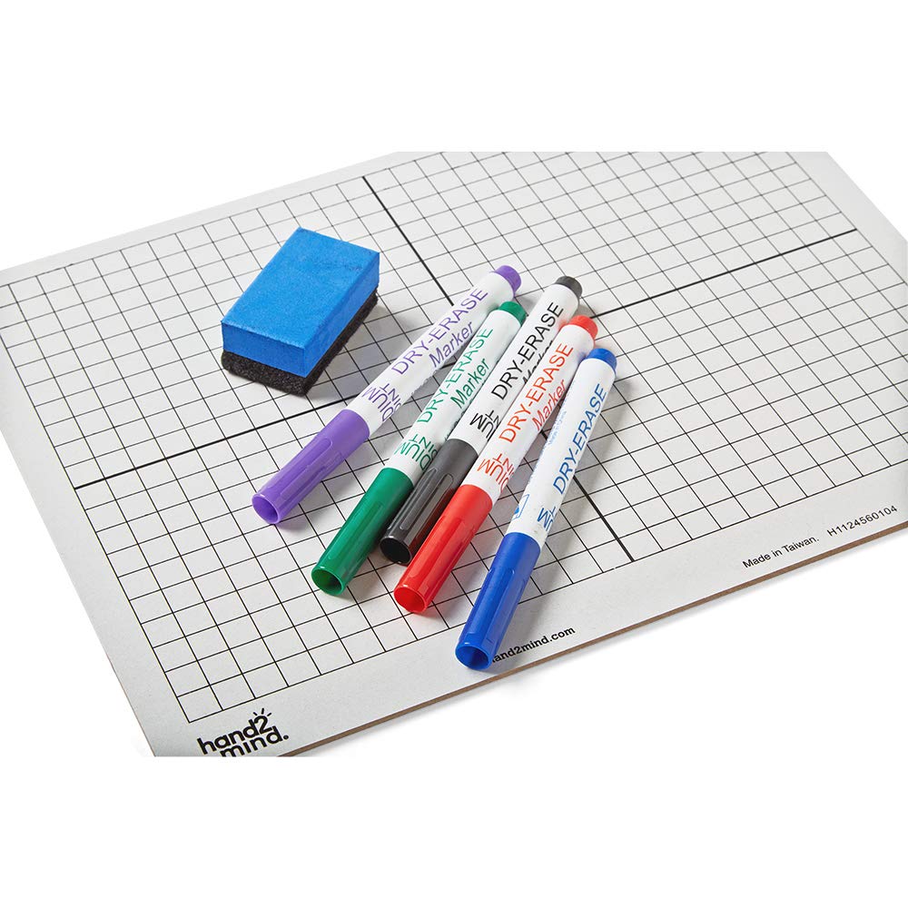 hand2mind XY Coordinate Grid Dry Erase White Boards for Students - 30 Pack | Graphing Practice, Math Classroom Supplies, Portable Grid Boards for Algebra & Geometry Lessons | Perfect for Teachers, Homeschooling & Classroom Activities