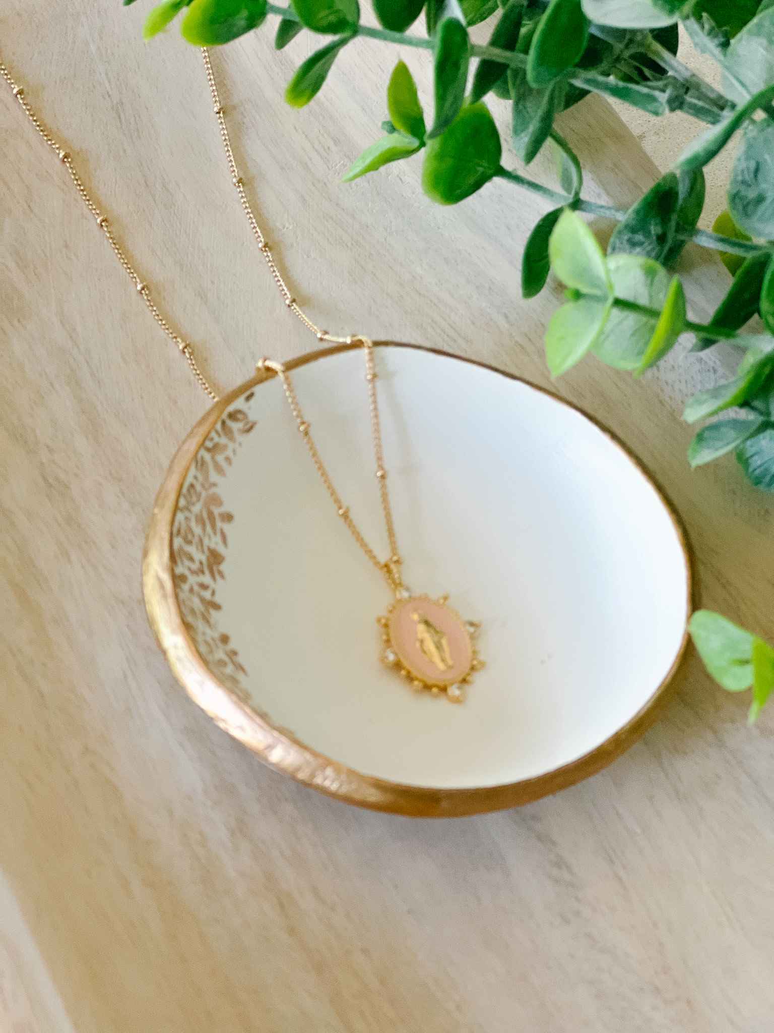 Heavenly Pink Lady Lourdes Necklace - Elegant Religious Jewelry for Women, Perfect for Church, Weddings & Special Occasions