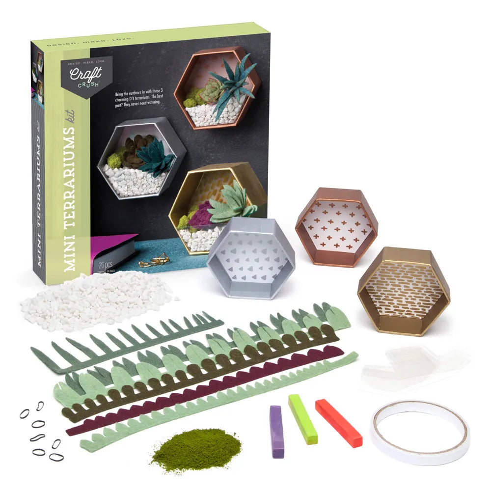 DIY Mini Terrarium Kit - Complete Glass Terrarium Set with Plants & Decor for Home Office Desk Decor, Creative Gardening Gift for Adults & Kids