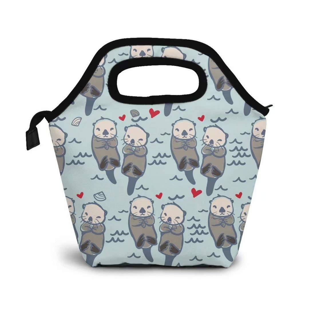 Cartoon Otter Insulated Lunch Bag - Portable Cooler for Travel, Picnic & Work - Waterproof Lunch Box for Women, Men & Kids - Perfect for School, Office & Outdoor Adventures