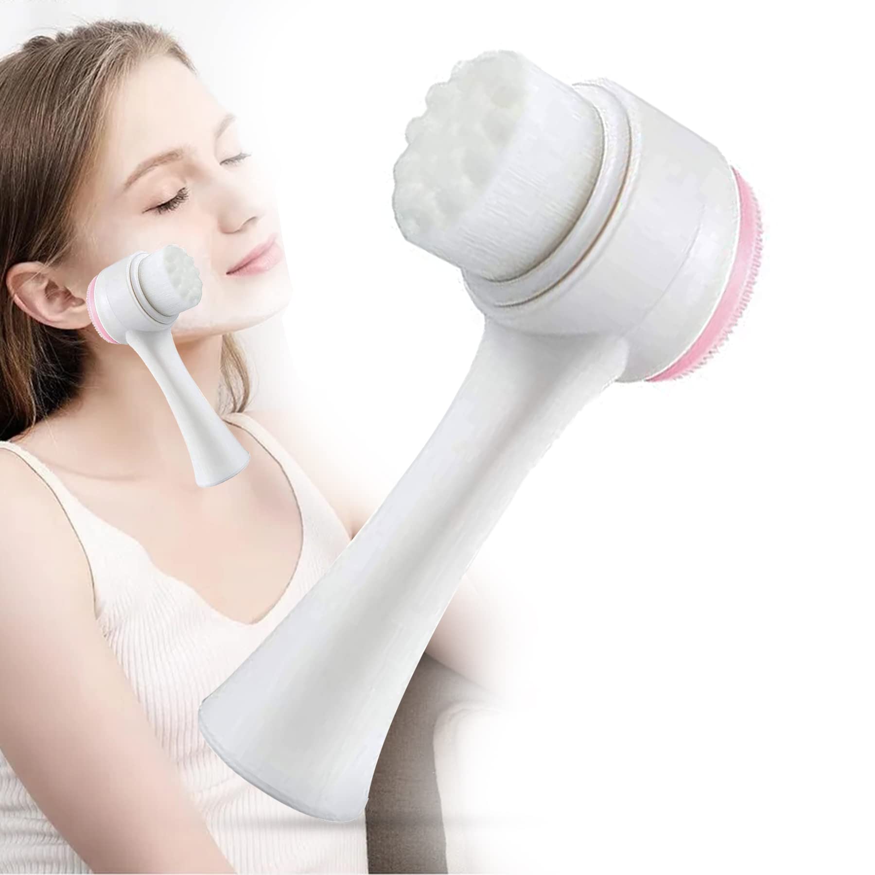 2 in 1 Facial Cleansing Brush | Manual & Silicone Double-Sided Face Scrubber for Sensitive, Dry & Delicate Skin | Gentle Exfoliation & Deep Cleansing | Perfect for Daily Skincare & Makeup Removal Routine