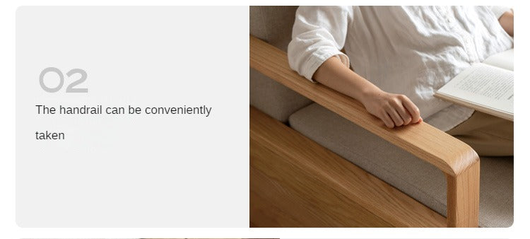 Oak Solid Wood Folding Storage Sofa Bed - Convertible Guest Bed & Space-Saving Furniture for Small Apartments, Living Rooms & Dorm Rooms