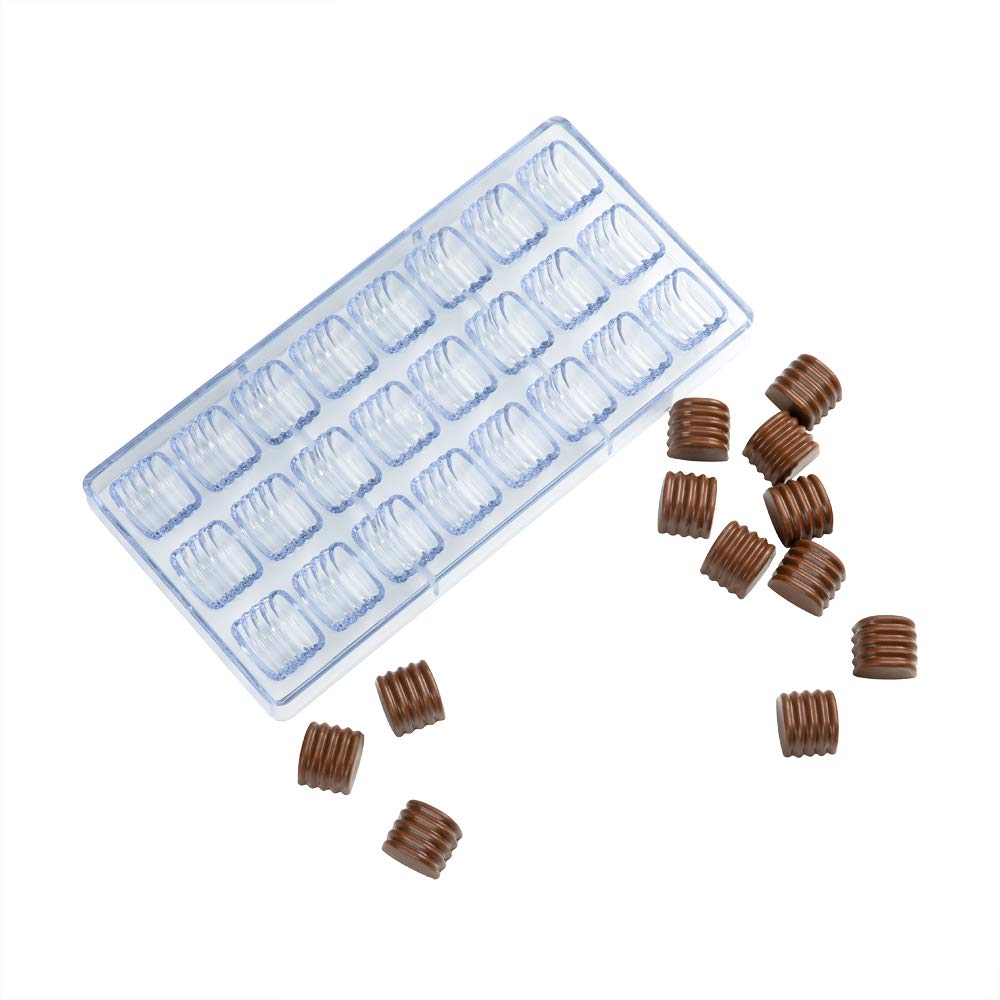 Restaurantware Pastry Tek 10.8 x 5.3 Inch Clear Polycarbonate Dessert Molds - 10 Rigid Cylinder Chocolate Candy Molds with 24 Cavities | Freezer & Dishwasher Safe | Perfect for Baking, Candy Making, Cake Decorating & Professional Pastry Use