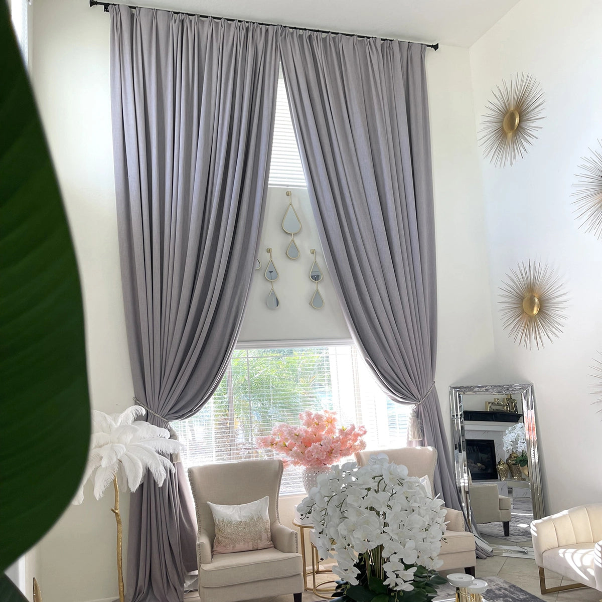 Pinch Pleated Blackout Curtains - 100% Linen Fabric for Modern Home Decor | Noise Reducing & Thermal Insulated Window Drapes for Bedroom & Living Room
