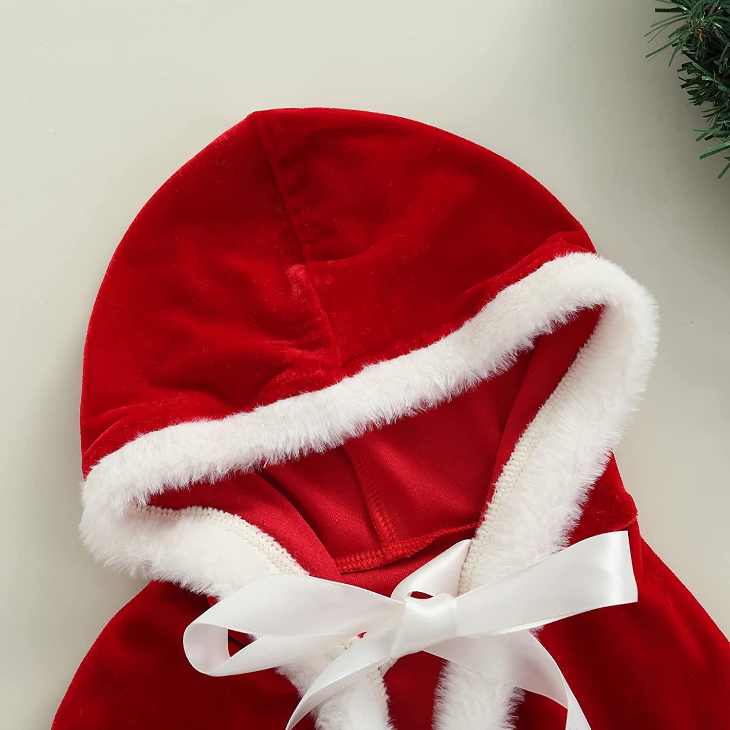 Santa Claus Red Velvet Hooded Cloak Cape for Toddler Girls - Christmas Costume Dress Up & Holiday Party Outfit