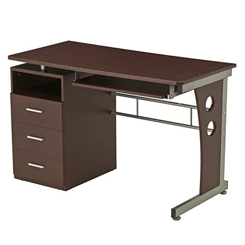 Scranton & Co Chocolate Laminate Computer Desk - Modern Home Office Workstation for Small Spaces, Gaming & Study