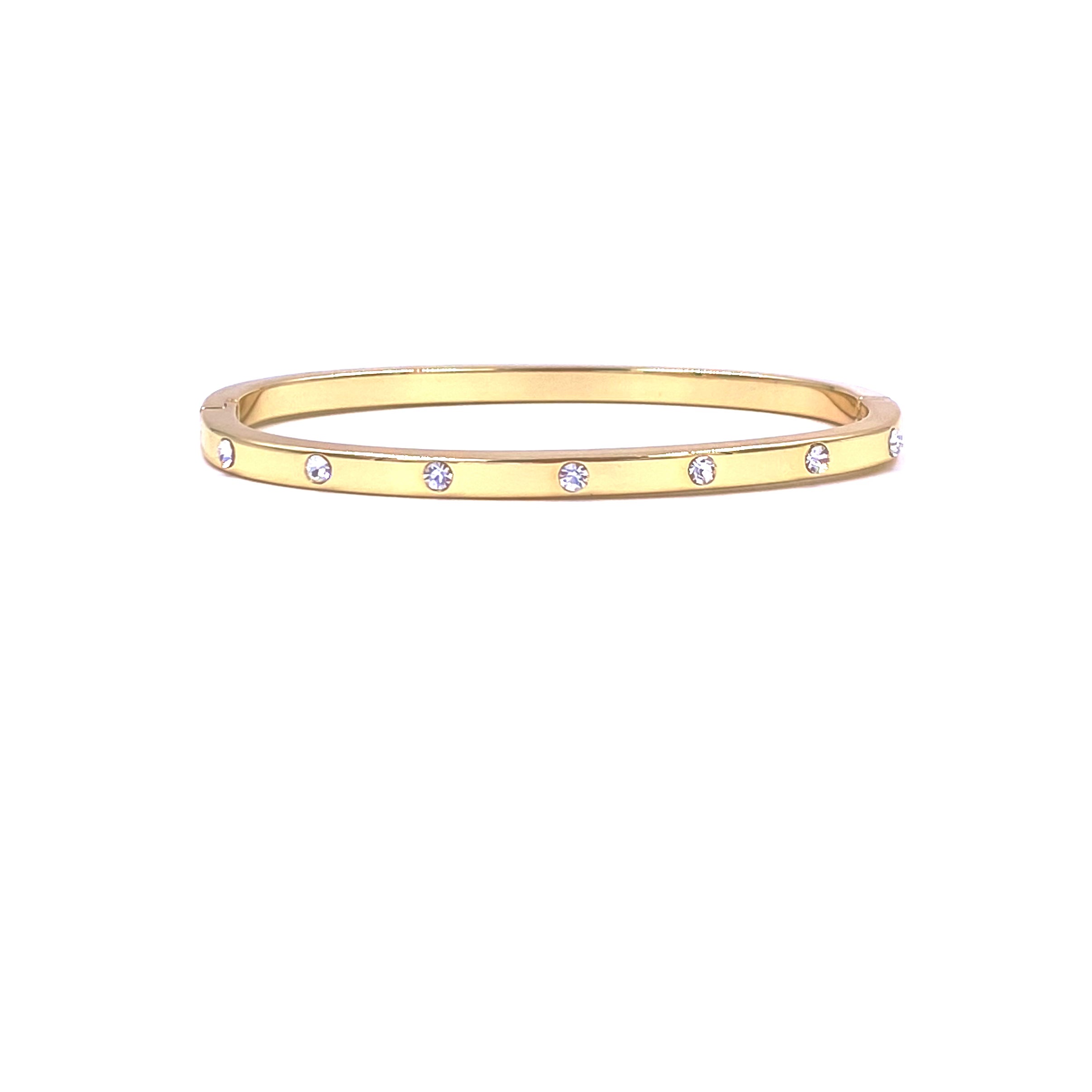 Ashley Gold Stainless Steel CZ Set Bangle Bracelet for Women - Elegant Cubic Zirconia Jewelry for Parties, Weddings & Special Occasions