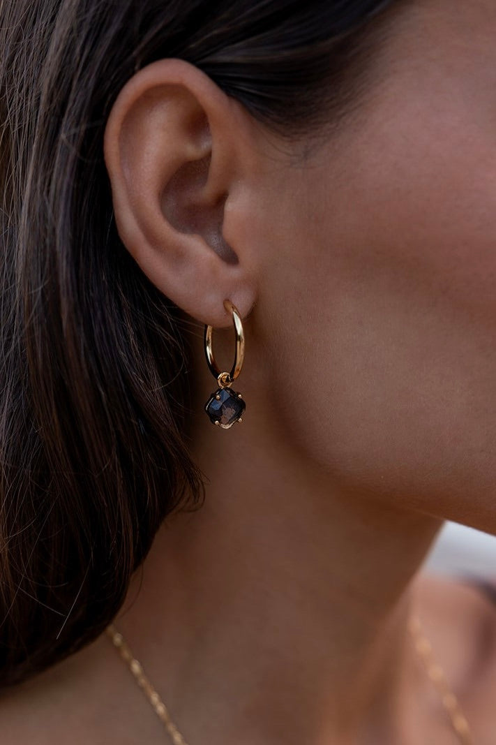 18k Gold Plated Herkimer Quartz Hoop Earrings for Women - Elegant Dangle Earrings for Party, Wedding & Everyday Wear