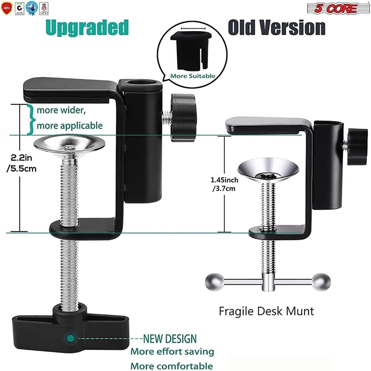 5 Core Adjustable Boom Mic Arm - Heavy Duty Desk Microphone Stand for Podcasting, Streaming & Recording (Brazo Para Micrófono) - Perfect for Home Studios, Gaming & Voiceovers