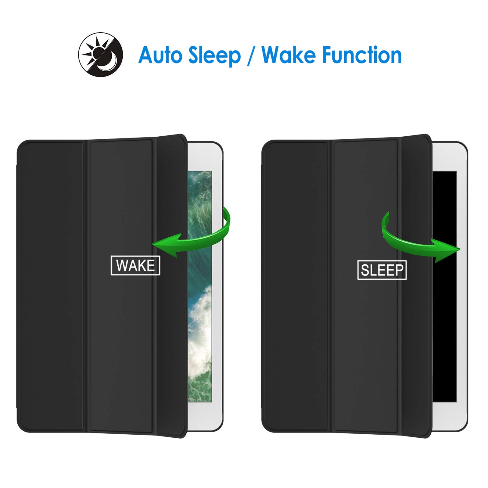 JETech iPad Air 1st Generation Case (9.7 Inch) - Slim Protective Smart Cover with Auto Wake/Sleep Feature - Compatible Only with iPad Air 1 (Not for Air 2/3/4/5) - Perfect for Work, School & Travel (Black)