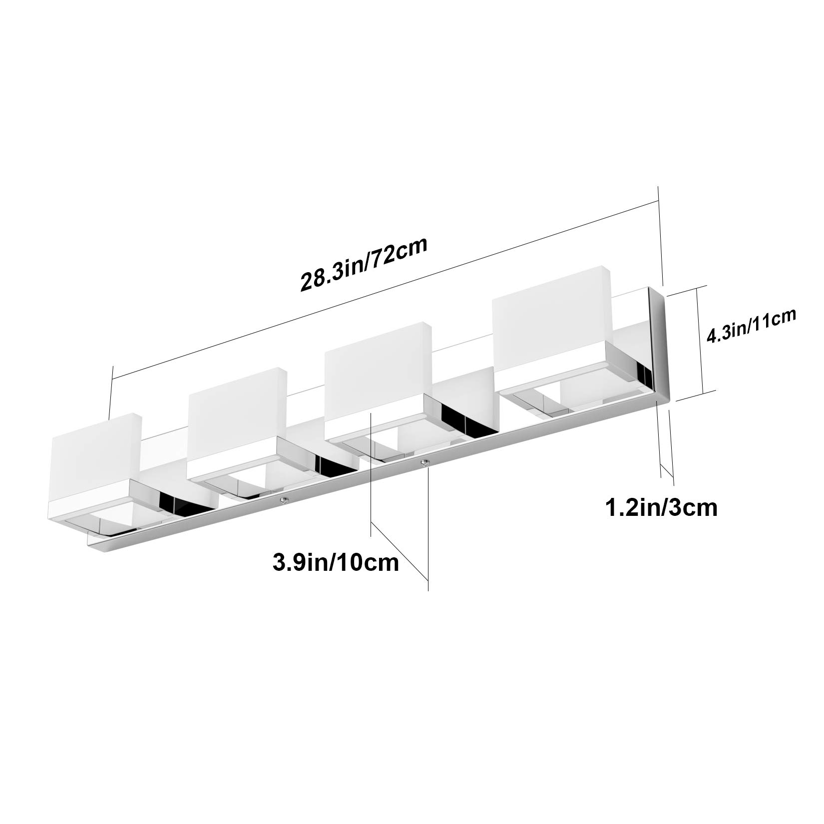 Tipace 4-Light LED Modern Vanity Light - Chrome Bathroom Lighting Fixture with Up/Down Lighting - Perfect for Bathroom Wall Mount Over Mirror (White Light 6000K) - Ideal for Modern Home Bathrooms, Powder Rooms & Dressing Areas