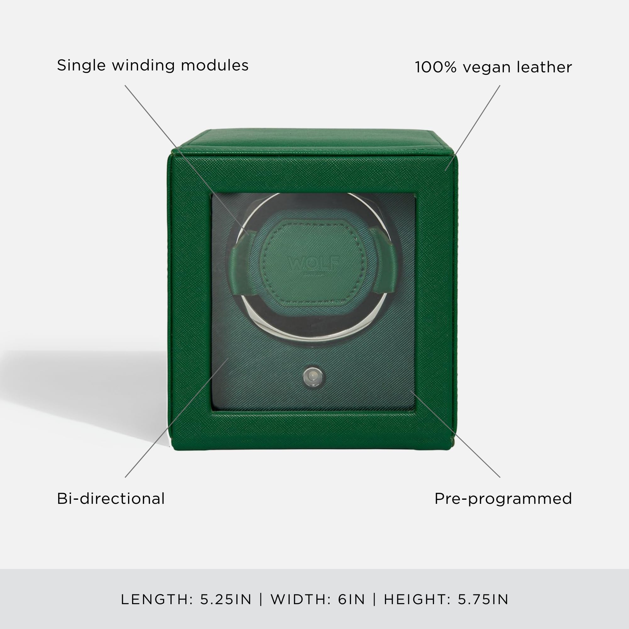 Premium Wolf Cub Single Watch Winder with Glass Cover - Automatic Watch Storage & Display Case for Men - Perfect for Home, Office & Travel Use