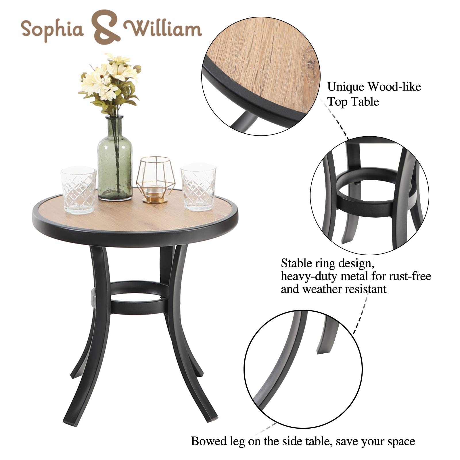 Sophia & William 2-Piece Outdoor Patio Furniture Set - Spring Motion Bistro Chairs with Cushions & Round Table - Perfect for Backyard, Garden, Poolside or Balcony Relaxation - Red