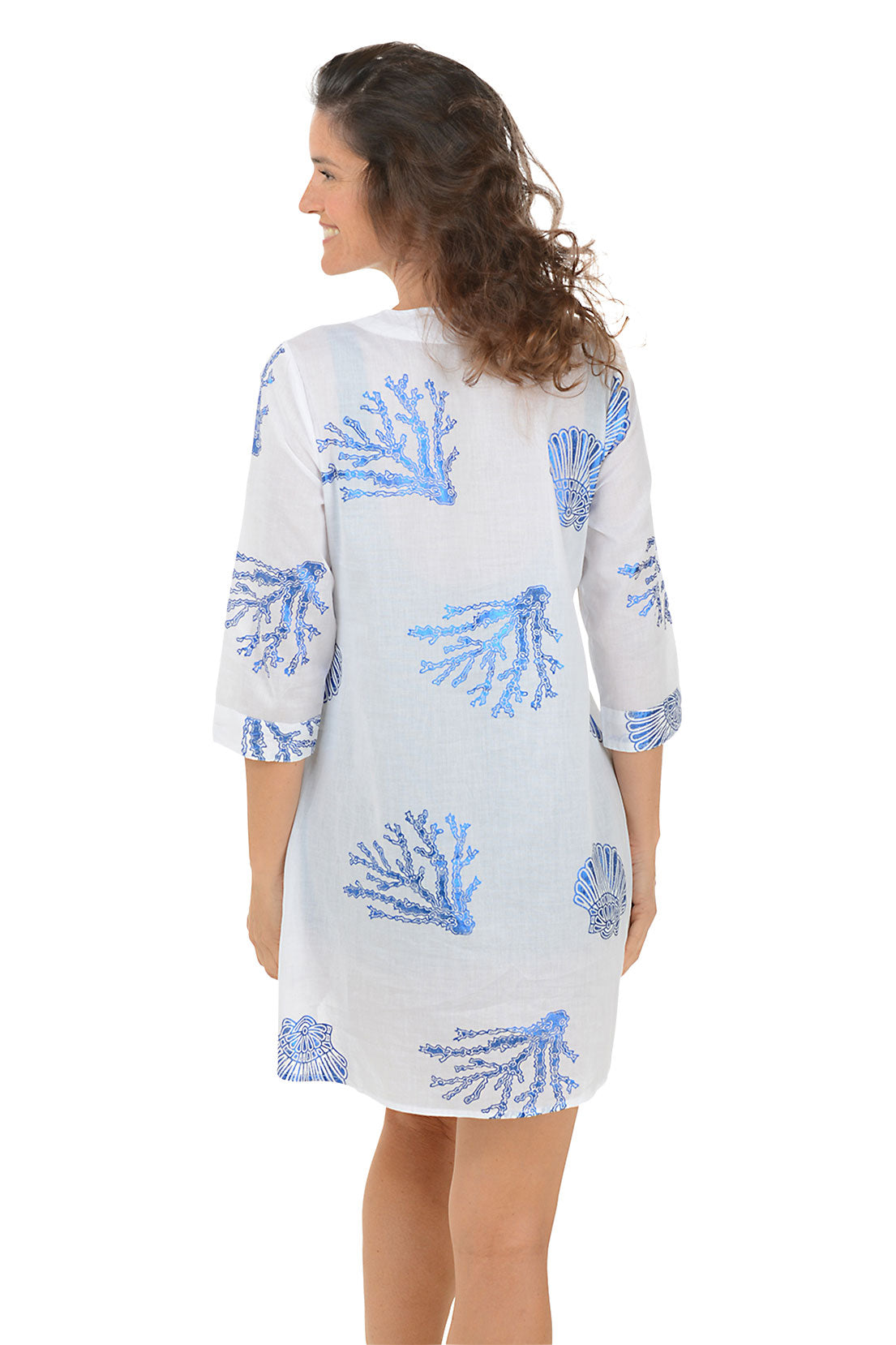 Blue Foil Shell Cover Up - Lightweight & Waterproof Beachwear for Women | Perfect for Swimming, Surfing & Summer Vacations