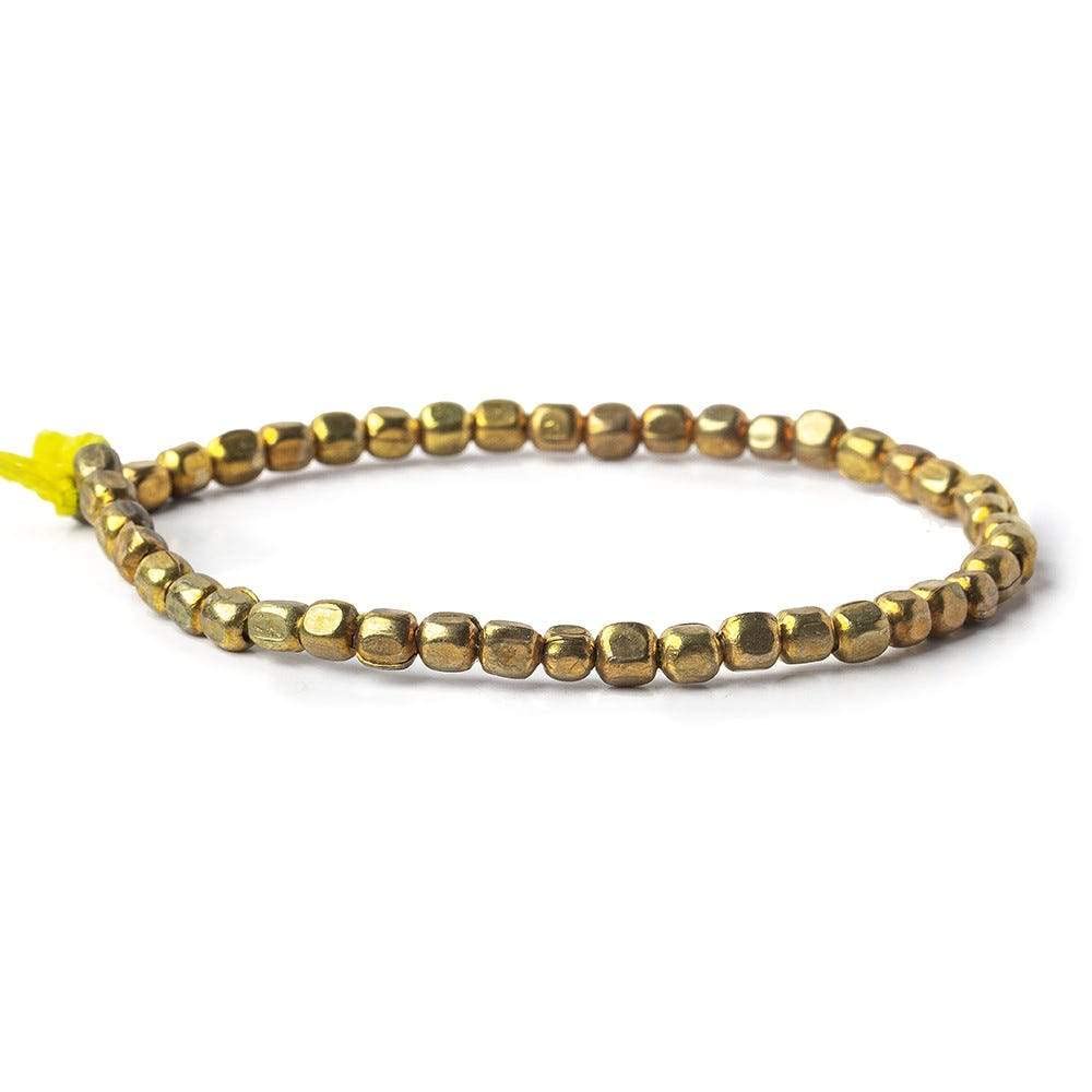 4mm Brass Cube Beads - Pack of 48 Beads (8 Inch) - Perfect for Jewelry Making, DIY Crafts, and Bracelet Designs