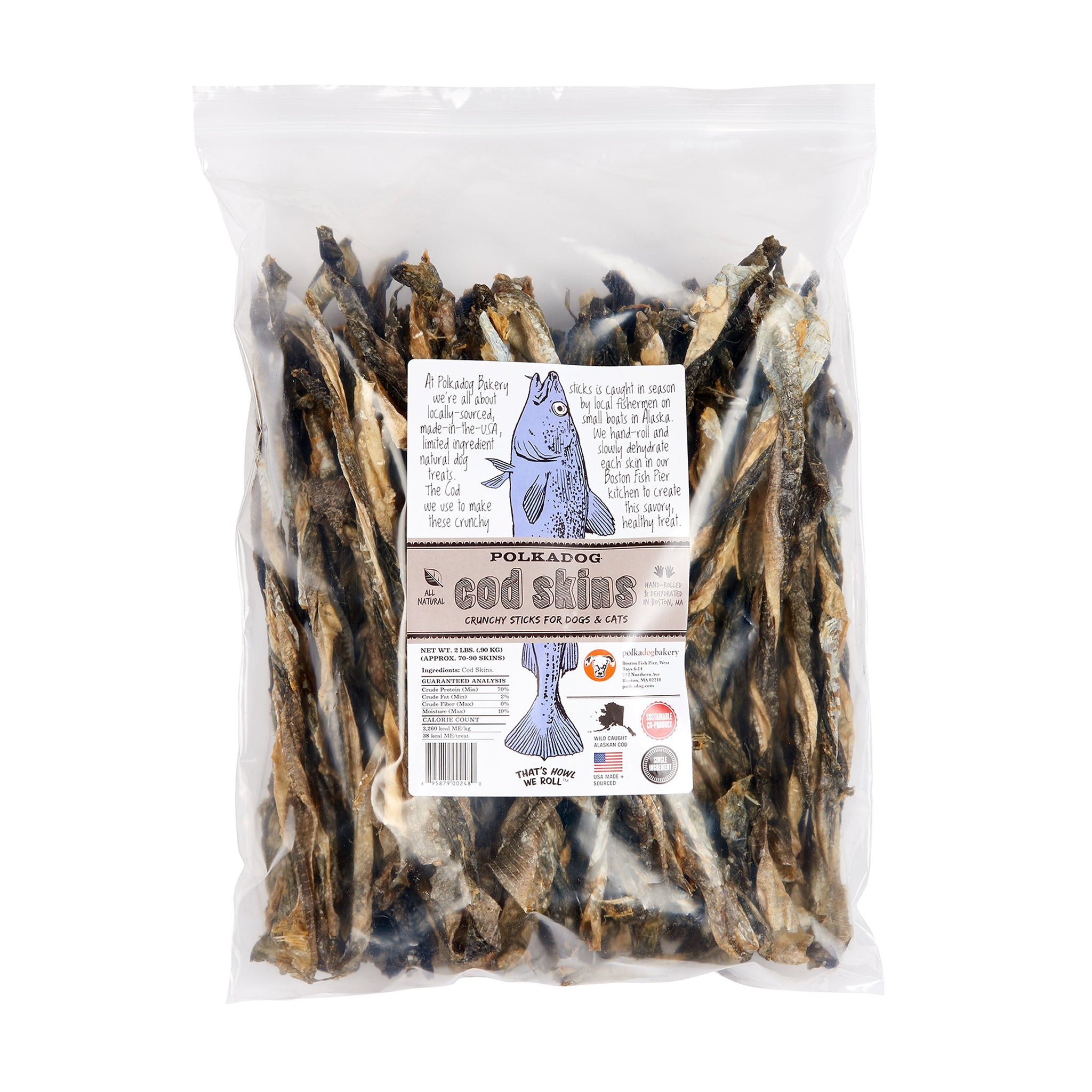 Premium Hand-Rolled Cod Skins for Dogs - All-Natural Chew Treats - Grain-Free, High-Protein Dog Snacks - Perfect for Training, Dental Health & Long-Lasting Entertainment