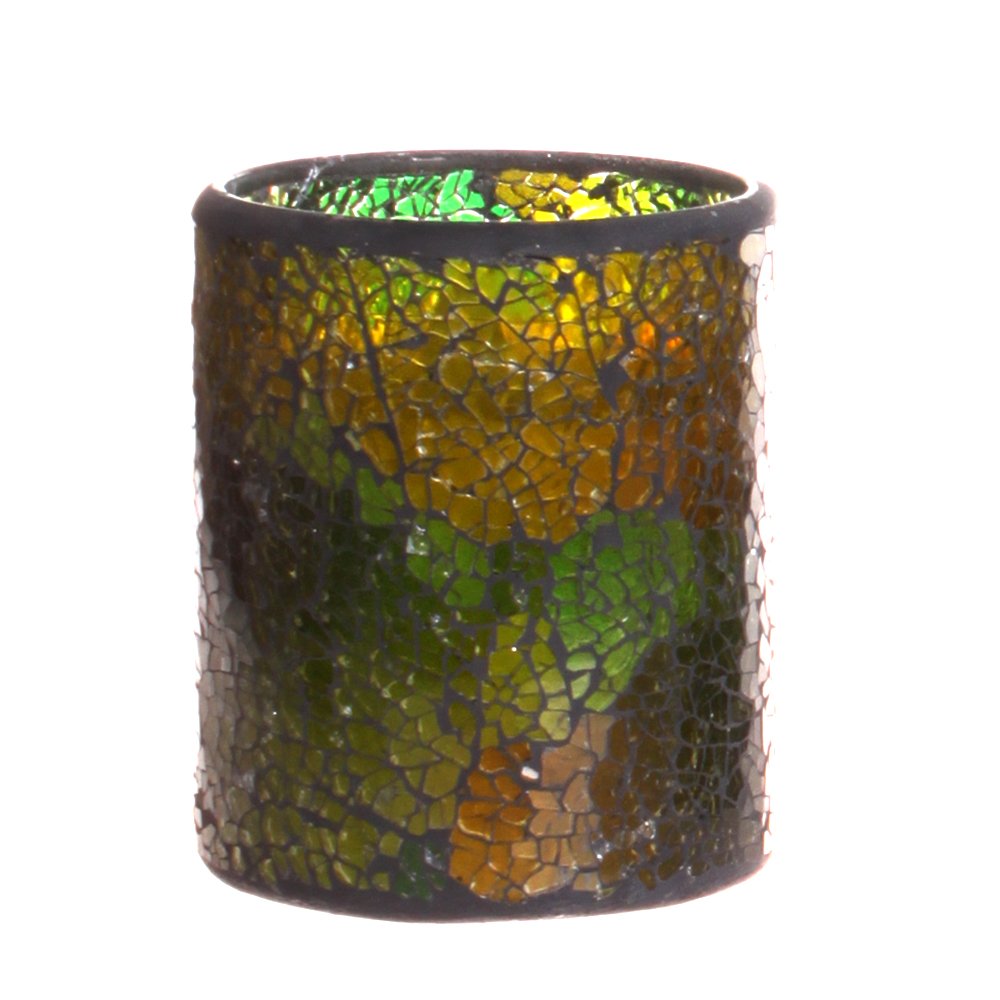 Flameless LED Cracked Mosaic Glass Candle with Timer - Decorative Battery-Operated LED Candle for Home, Wedding, Party & Spa Decor