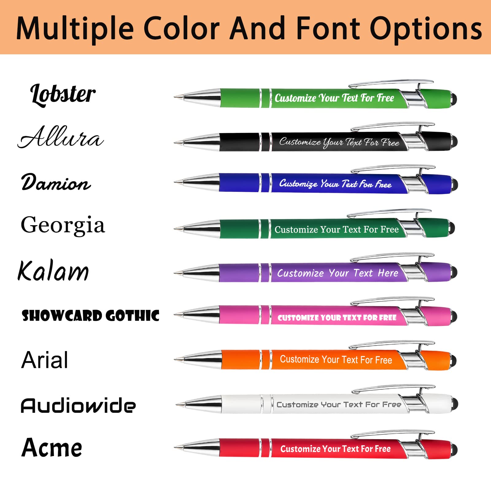 500 Pcs Custom Engraved Pens Bulk - Personalized Ballpoint Pens with Free Name/Text Engraving, Stylus Tip for School, Office, Business, Graduation Gifts & Anniversaries - Ideal for Corporate Events, Promotions, Weddings & Bulk Giveaways