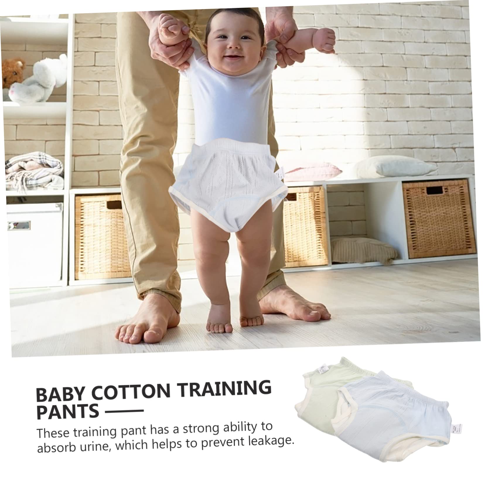 Wakauto Cotton Training Pants 2pcs - Breathable Waterproof Potty Training Underwear for Toddlers Boys & Girls - Easy Wash for Daycare, Home & Travel Use