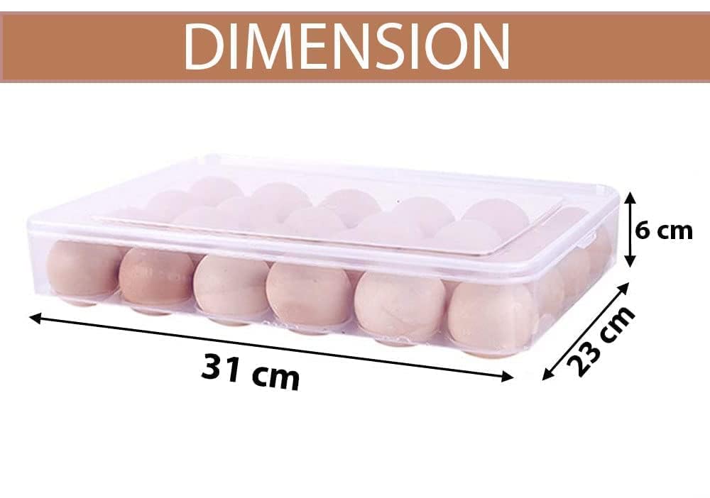 Vruta 24-Slot Stackable Egg Storage Container - Plastic Refrigerator Organizer Tray for Kitchen (31x23x6 cm) - Perfect for Fridge Organization & Farm Fresh Egg Storage