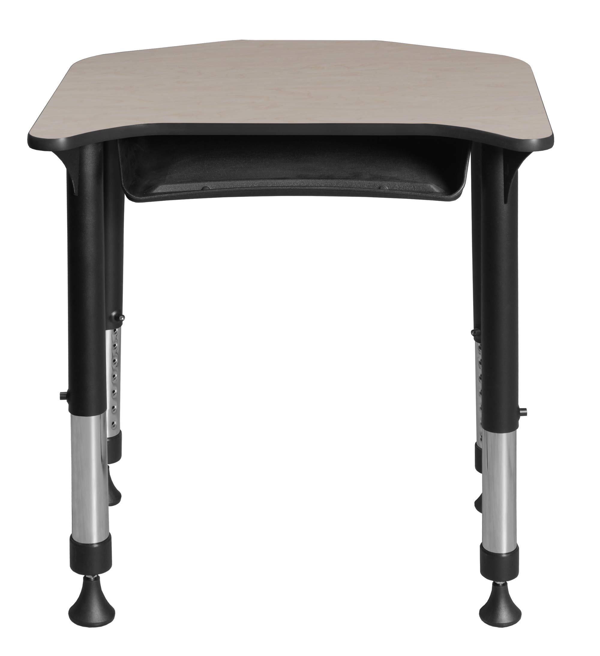 Regency Ferris Height Adjustable Student Desk with Storage - 26x24 Inch Maple Study Desk for Kids & Teens - Perfect for Homeschooling, Dorm Rooms & Small Spaces
