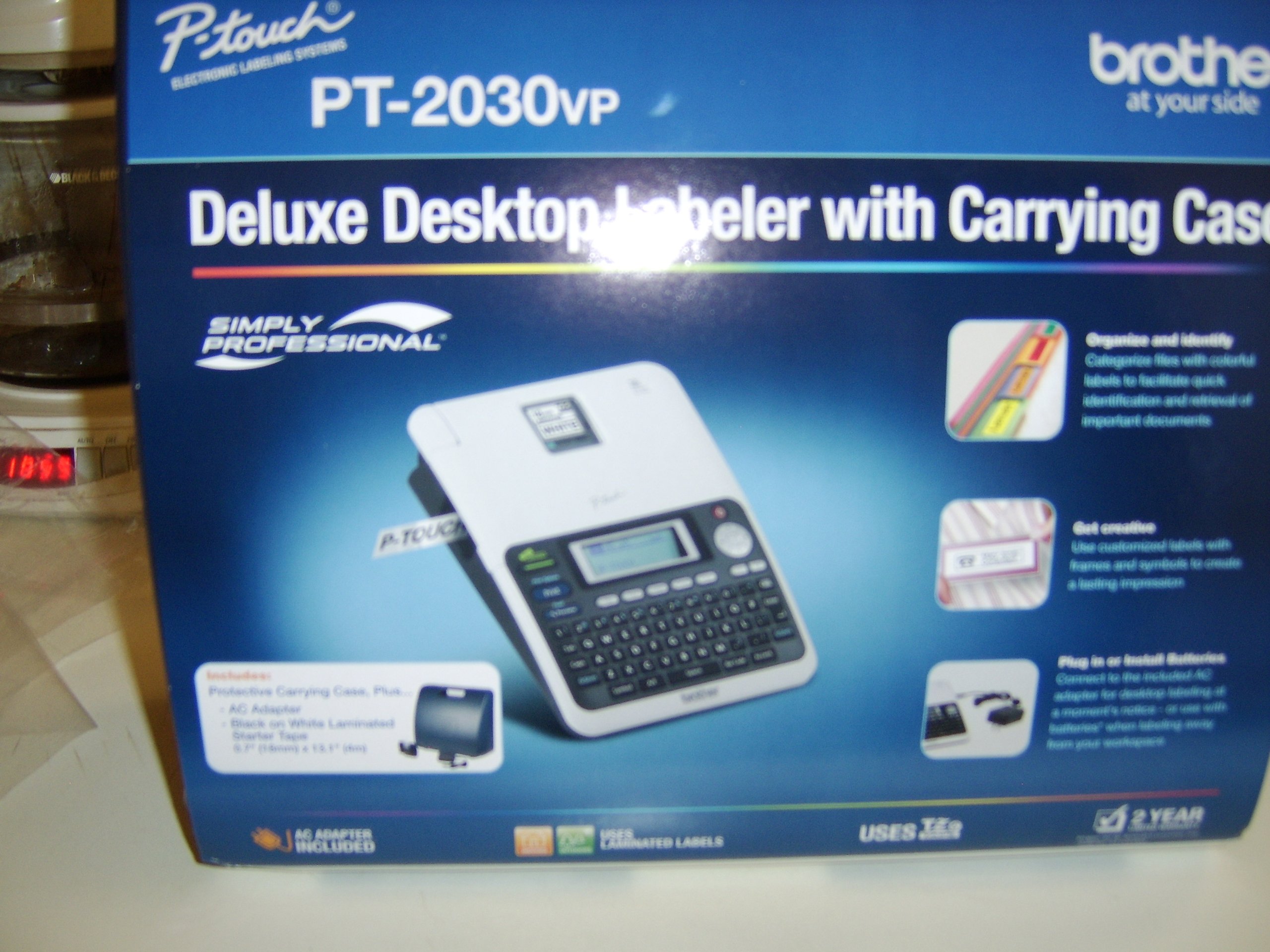 Brother PT2030VP Desktop Label Maker with Carry Case - Easy-to-Use Office Labeling Machine for Files, Folders & Organizing | Perfect for Home, Office & Small Business Organization